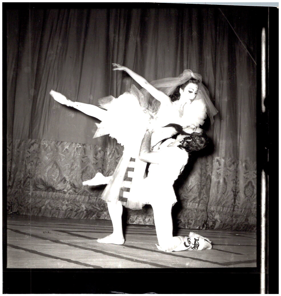 Gorgeous Ballerina & Male Dancer Stage Performance 1940s Vintage Small Photo