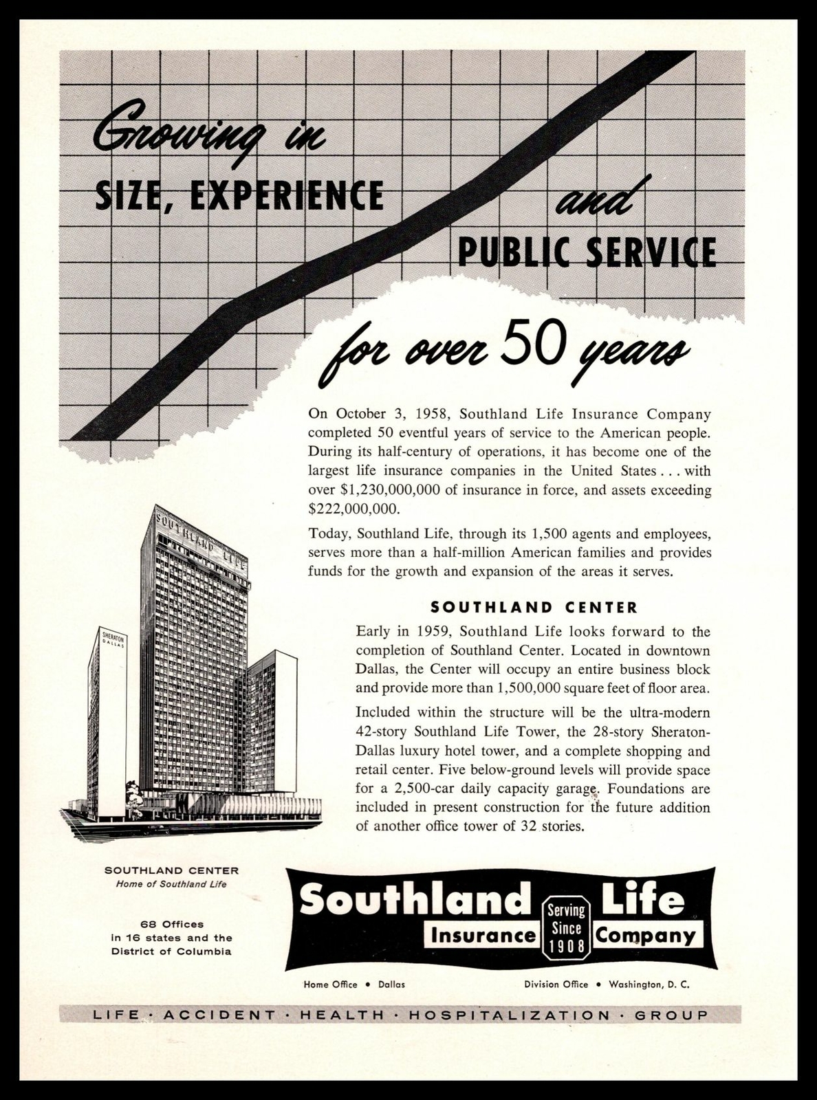 1959 Southland Life Insurance Center Sheraton Hotel Tower Dallas Texas Print Ad 1959 Southland Life Insurance Center Sheraton Hotel Tower Dallas Texas Print Ad