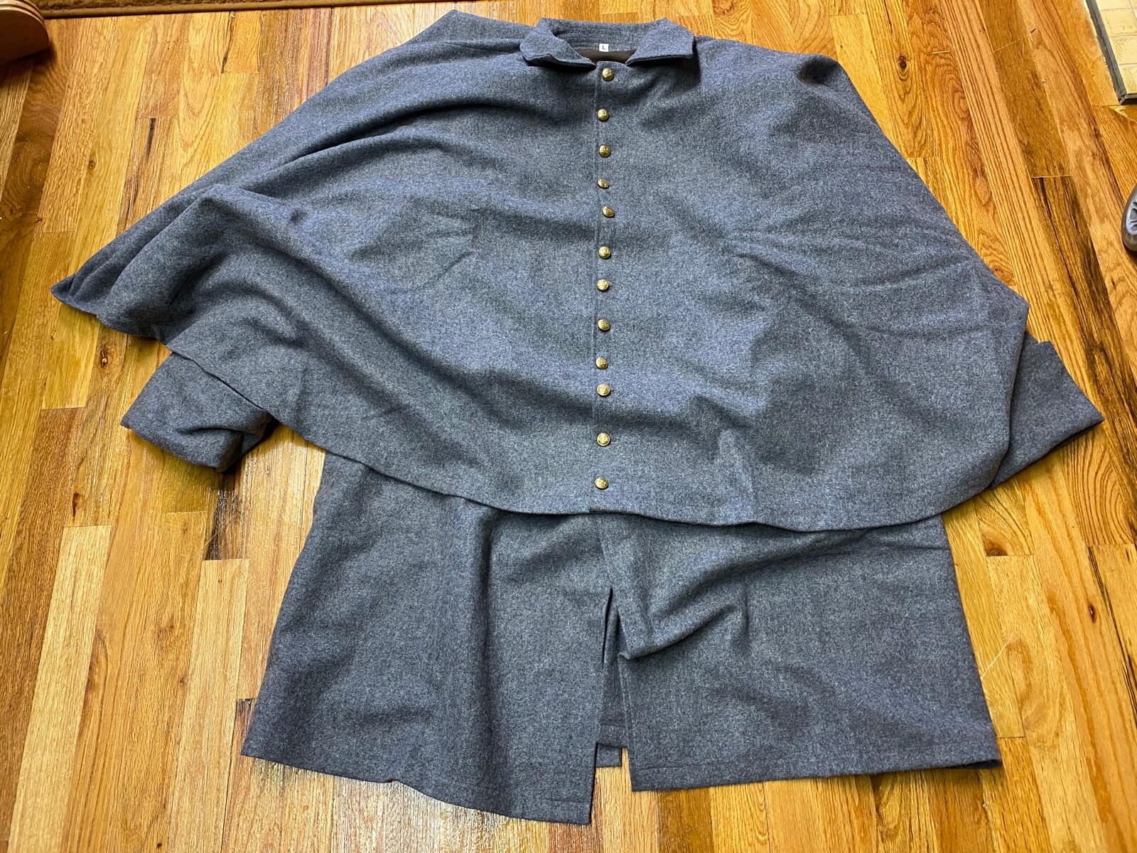 CIVIL WAR CSA REBEL CONFEDERATE WINTER GREY WOOL GREATCOAT OVER COAT-XLARGE