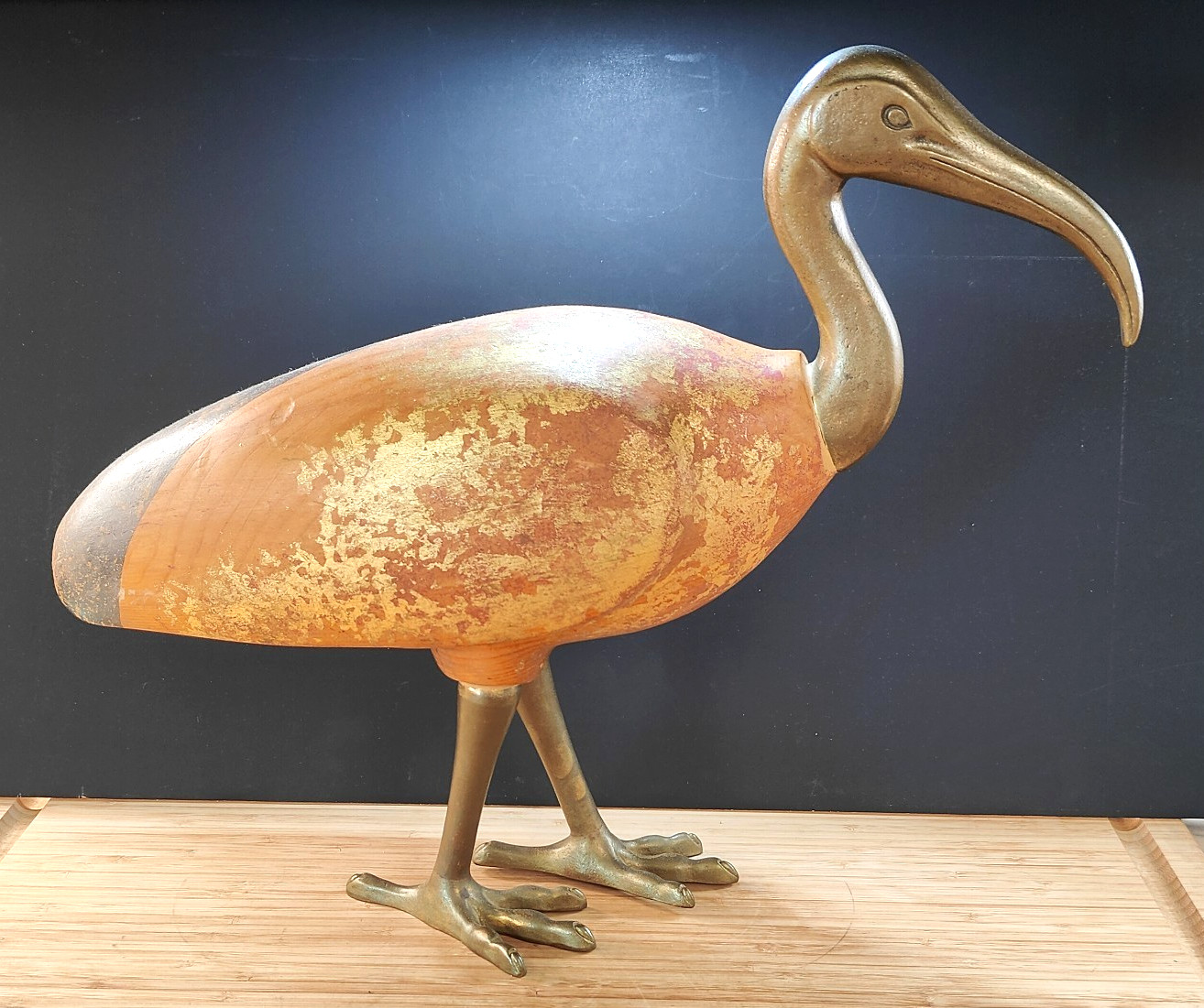 SARREID X-Large Bird ITALY MCM Brass & Wood 18 SARREID X-Large Bird ITALY MCM Brass & Wood 18