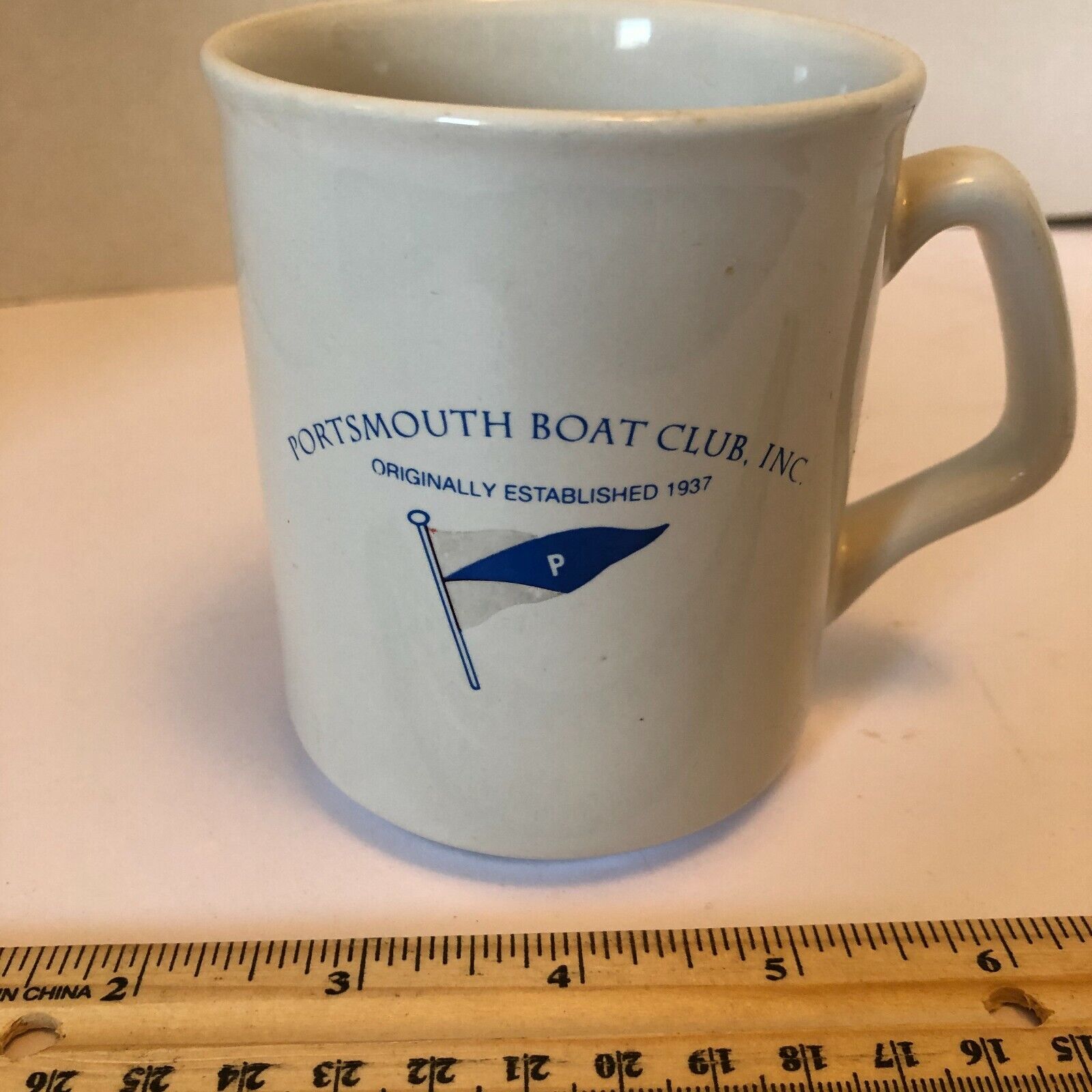 Vintage Portsmouth Boat Club Logo Coffee Mug Portsmouth Va. preowned 