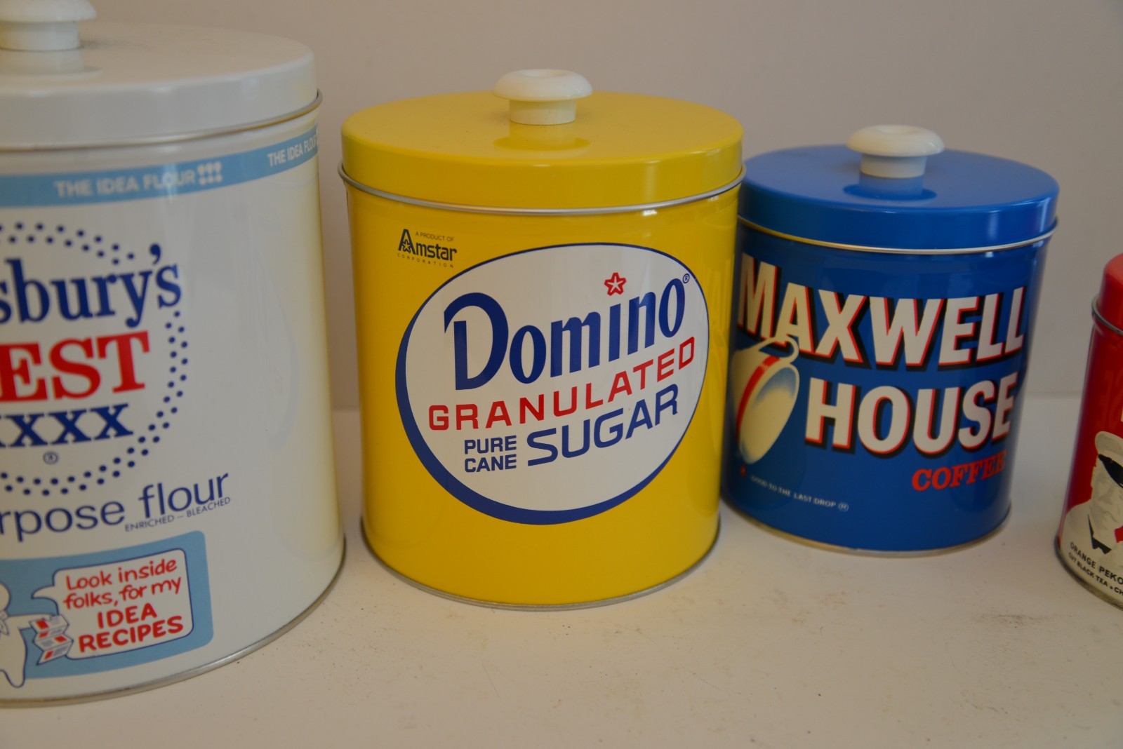 J.L. Clark metal tin nesting canister set Vintage Retro Kitchen J.L. Clark metal tin nesting canister set Vintage Retro Kitchen