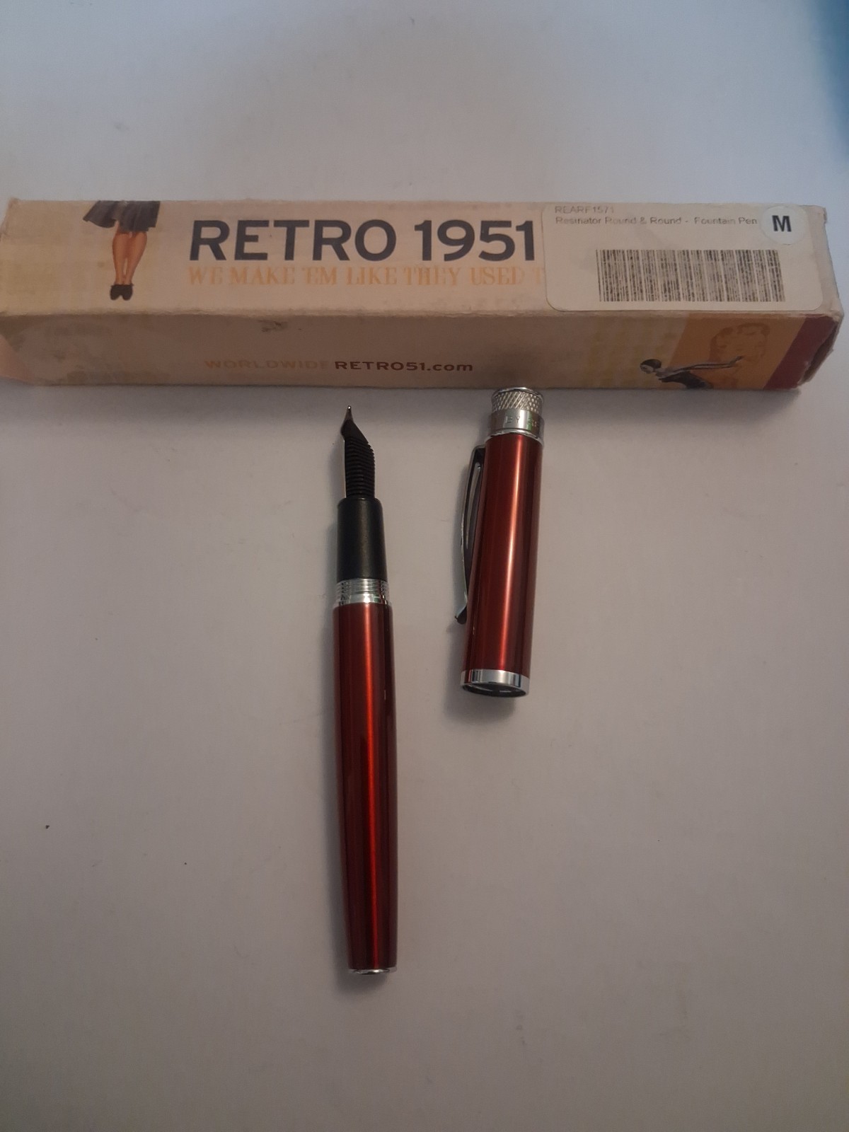 Vintage Retro 1951 Tornado Metallic Red Fountain Pen Iridium Nib IOB Vintage Retro 1951 Tornado Metallic Red Fountain Pen Iridium Nib IOB
