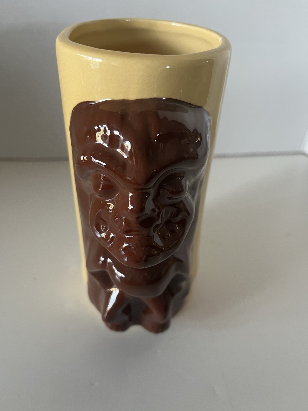 Vintage 70’s Hawaiian Actor Al Harrington 6.5”Yellow/Brown Tiki Tumbler