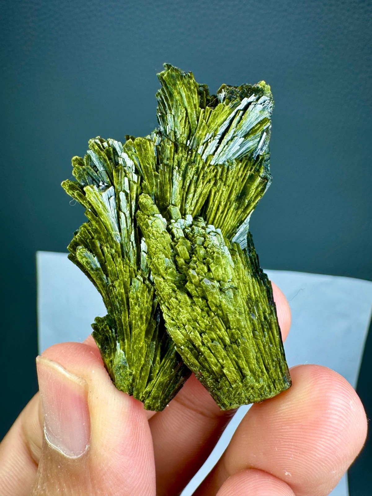 130 Carats Natural Green Epidote Crystal Cluster Specimen @Mineral Specimens