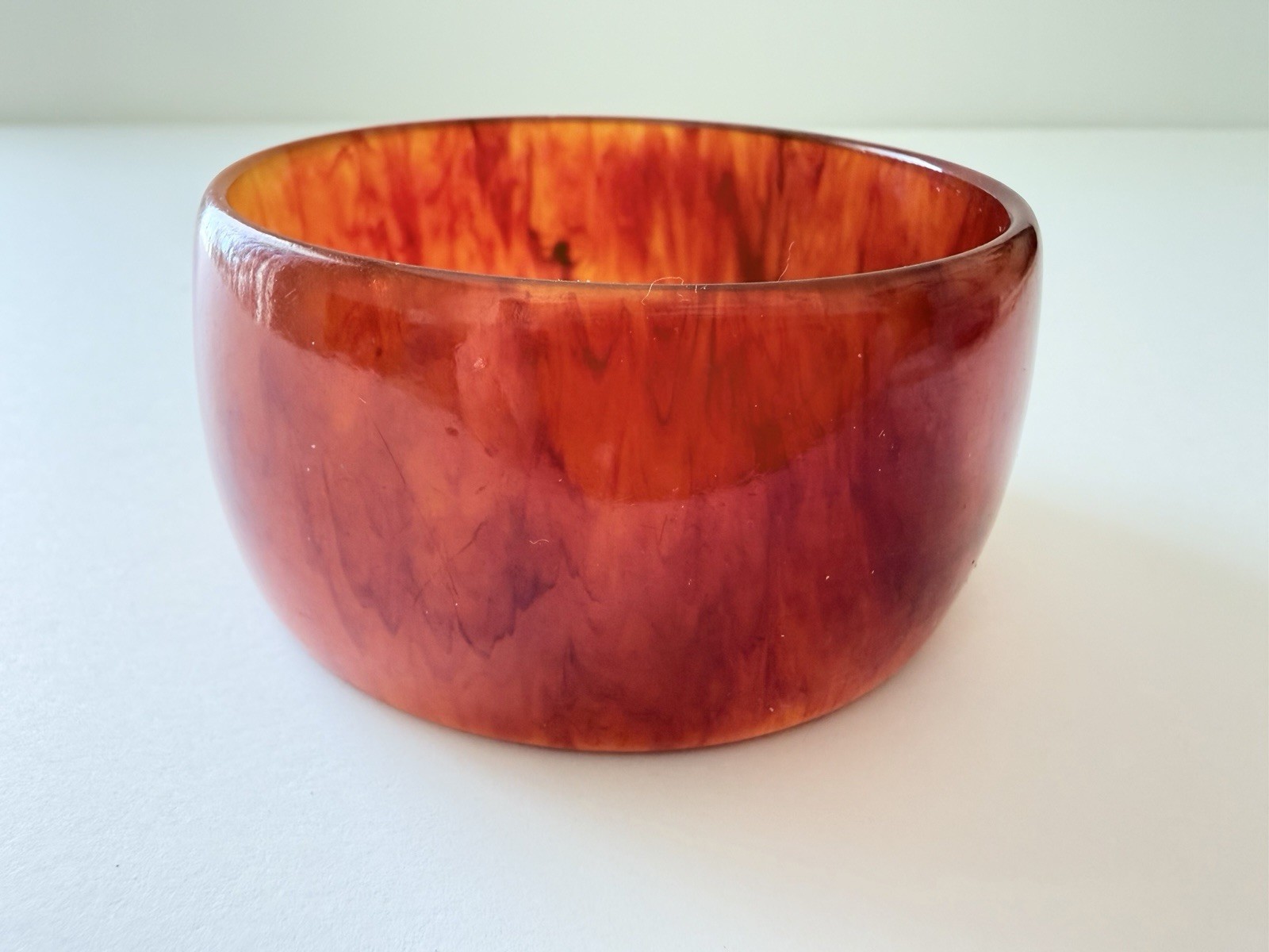 Vintage MCM Amber Bakelite Wide Bracelet Bangle Authentic “Simichrome” Tested