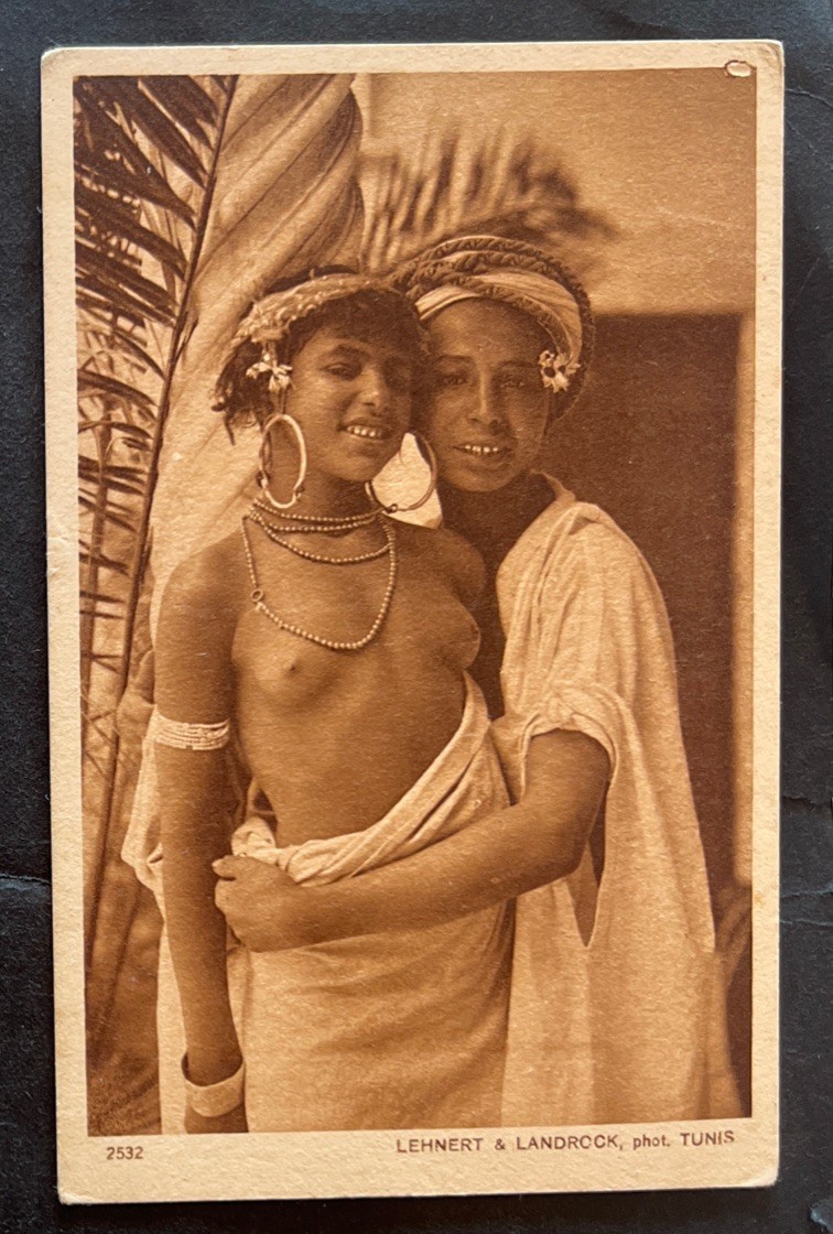 Agrome COLONY PC Lehnert & Landrock,, Tunis c1910 GIRL & BOY Risque  Photo (8168