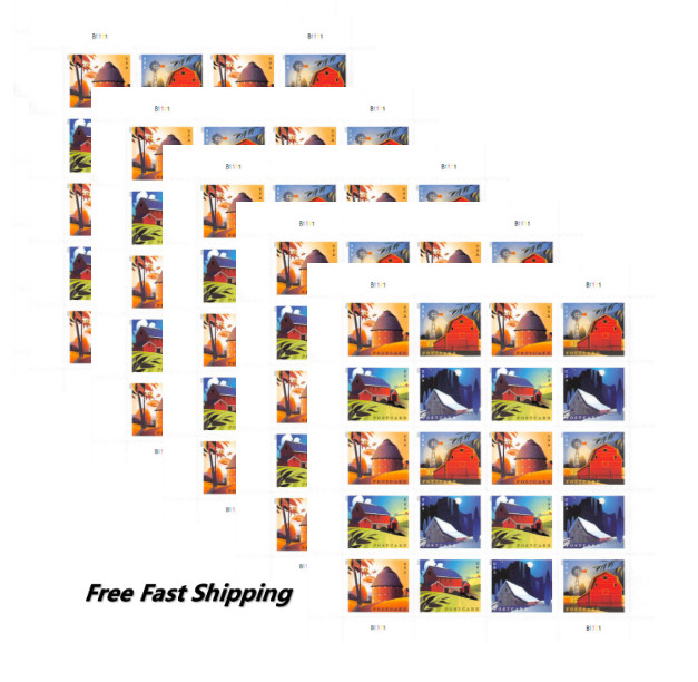 2021 Barns Postcard Rate 61¢, 100 Pcs MNH,5 Sheets
