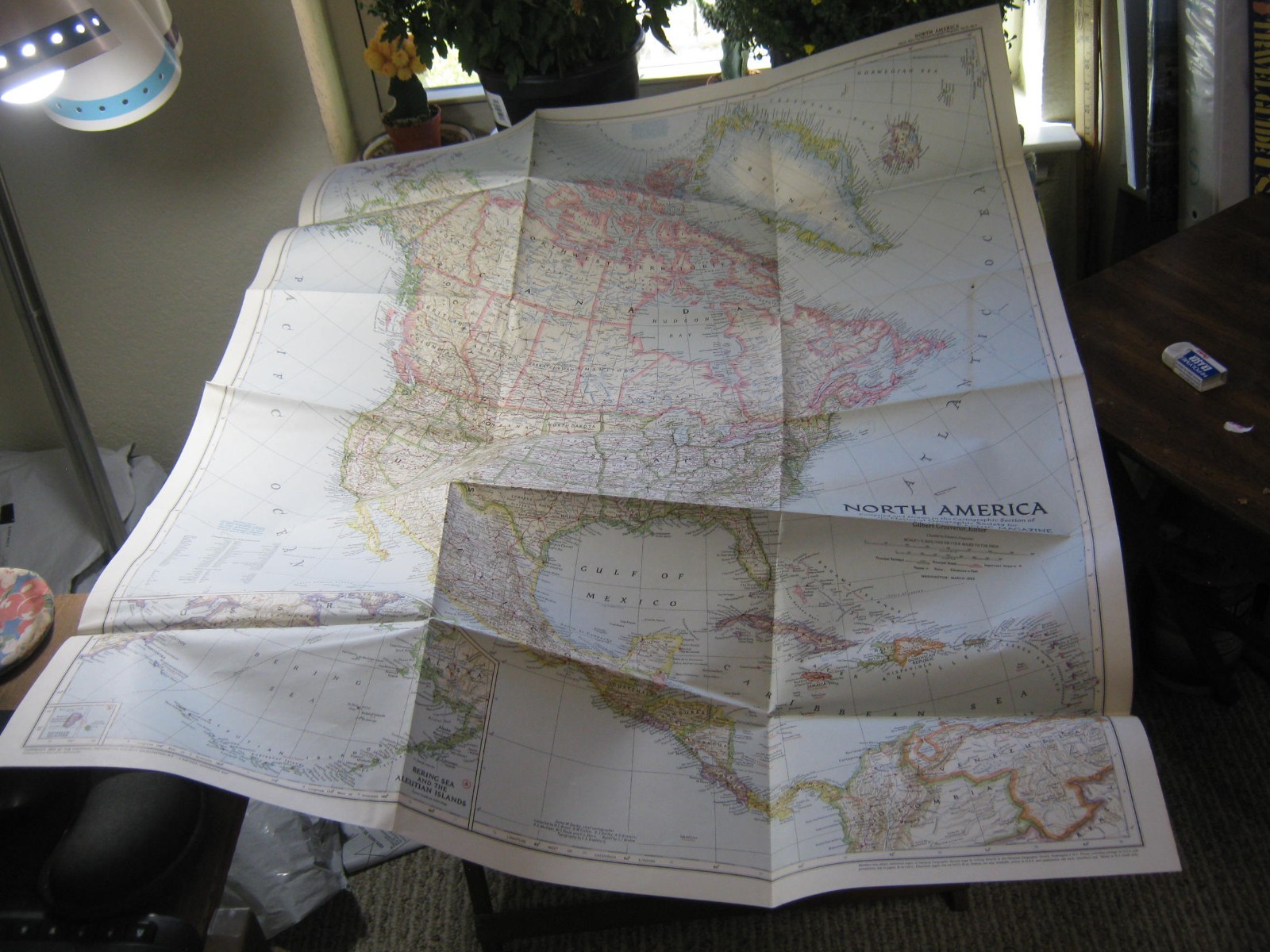 VINTAGE NORTH AMERICA MAP National Geographic March 1952