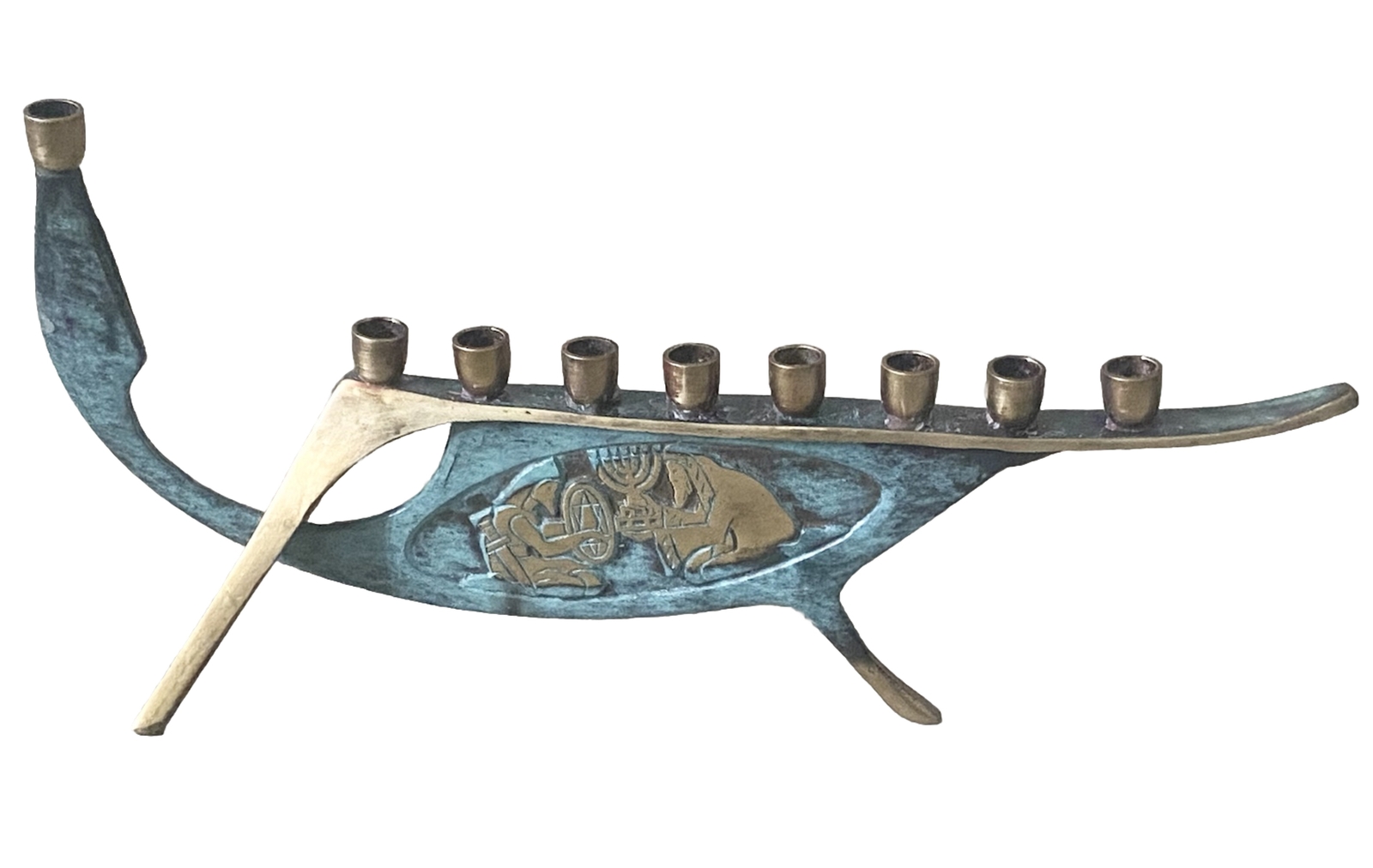 Vintage Solid Brass Maccabe Menorah CHANUKKAH Made In Israel 1960’s 11” Vintage Solid Brass Maccabe Menorah CHANUKKAH Made In Israel 1960’s 11”