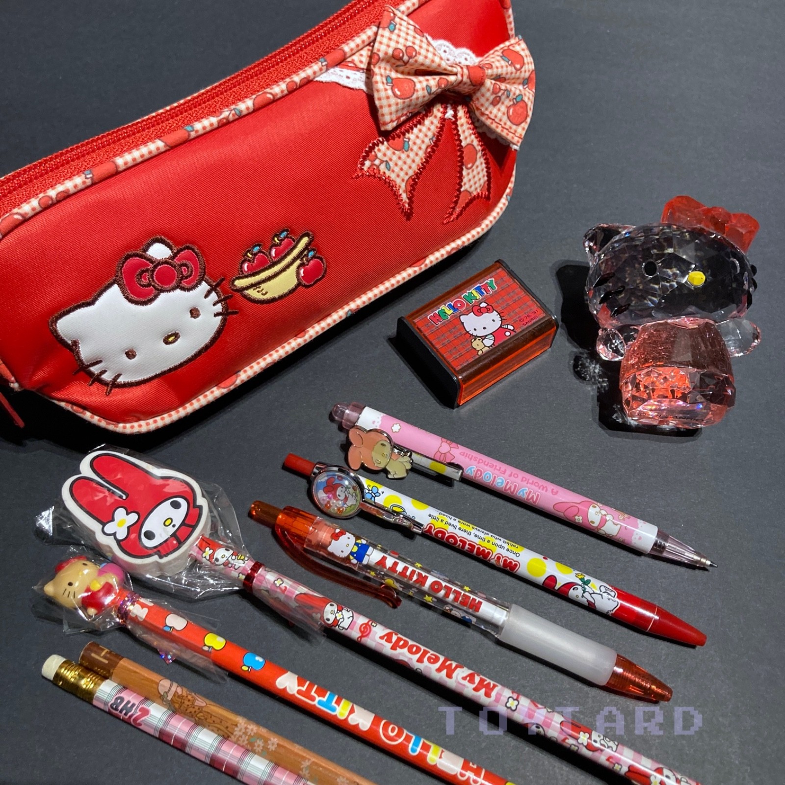 VTG Sanrio Hello Kitty LOT Red Apples Case Pouch My Melody Topper Pencils Pens VTG Sanrio Hello Kitty LOT Red Apples Case Pouch My Melody Topper Pencils Pens