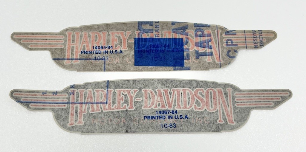 2 Vintage 80s Harley-Davidson Decal Sticker OEM Fuel Tank? 14067–84 & 14065–84