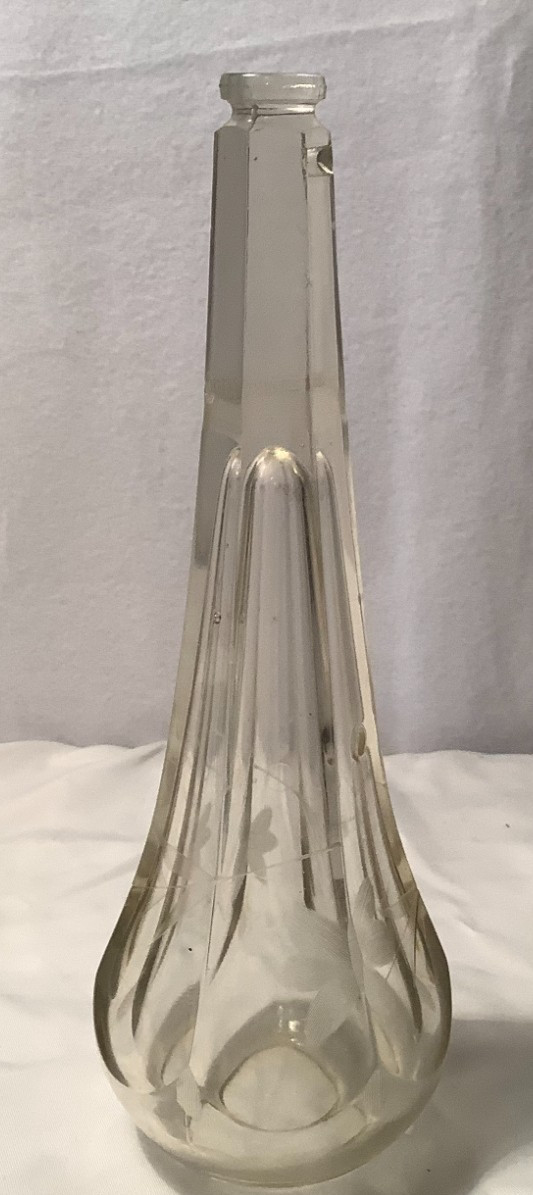 Vintage Antique Automobile / Car Flower Wheel Cut Clear Glass Bud Vase