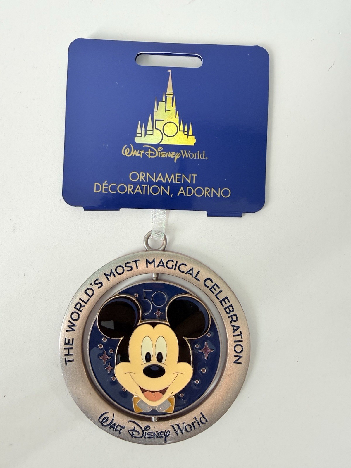 Walt Disney World 50th Anniversary 4 Parks Mickey Mouse Spinner Ornament NEW Walt Disney World 50th Anniversary 4 Parks Mickey Mouse Spinner Ornament NEW