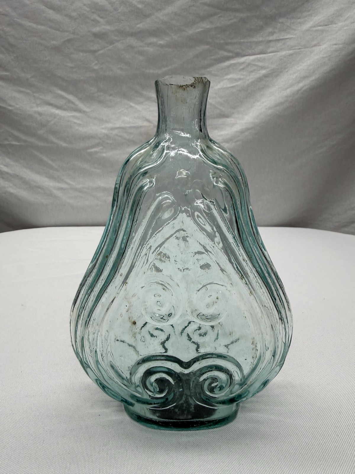 Antique 1850's Iron Pontil Scroll Flask 