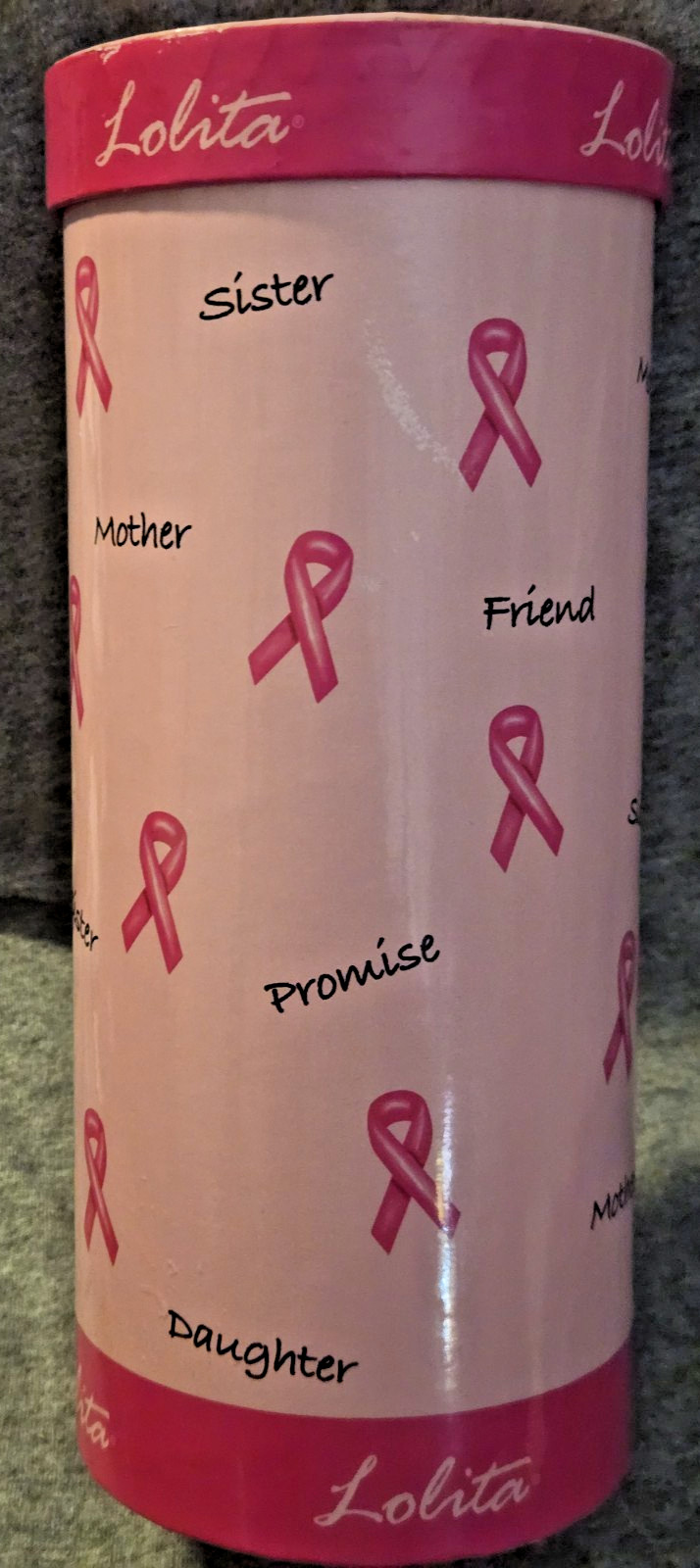 NIB Lolita Hand Painted Wine Glass Pink Ribbon Breast Cancer Awareness 15 oz