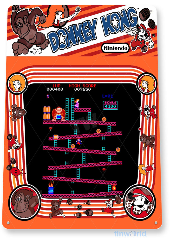 TIN SIGN Donkey Kong Arcade, 80's, Retro, Console, Marquee, Game Room Decor A329 TIN SIGN Donkey Kong Arcade, 80's, Retro, Console, Marquee, Game Room Decor A329