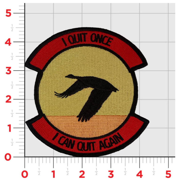 MARINE CORPS VMM-774 WILD GOOSE I QUIT ONCE EMBROIDERED HOOK & LOOP PATCH