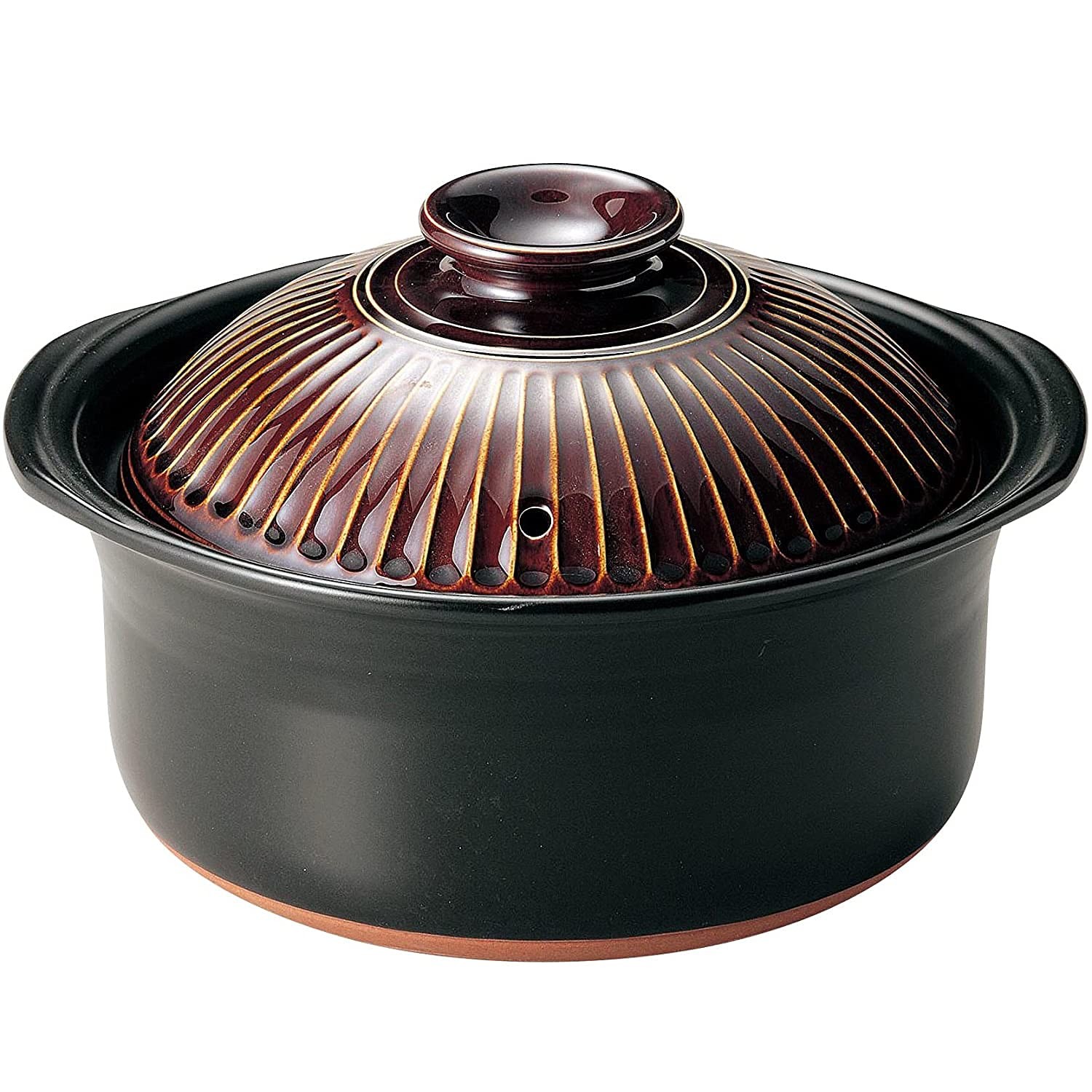 Ginpo Pottery Chrysanthemum Rice Cooker, Banko Ware (3-Cup Capacity/Amber/Doubl_