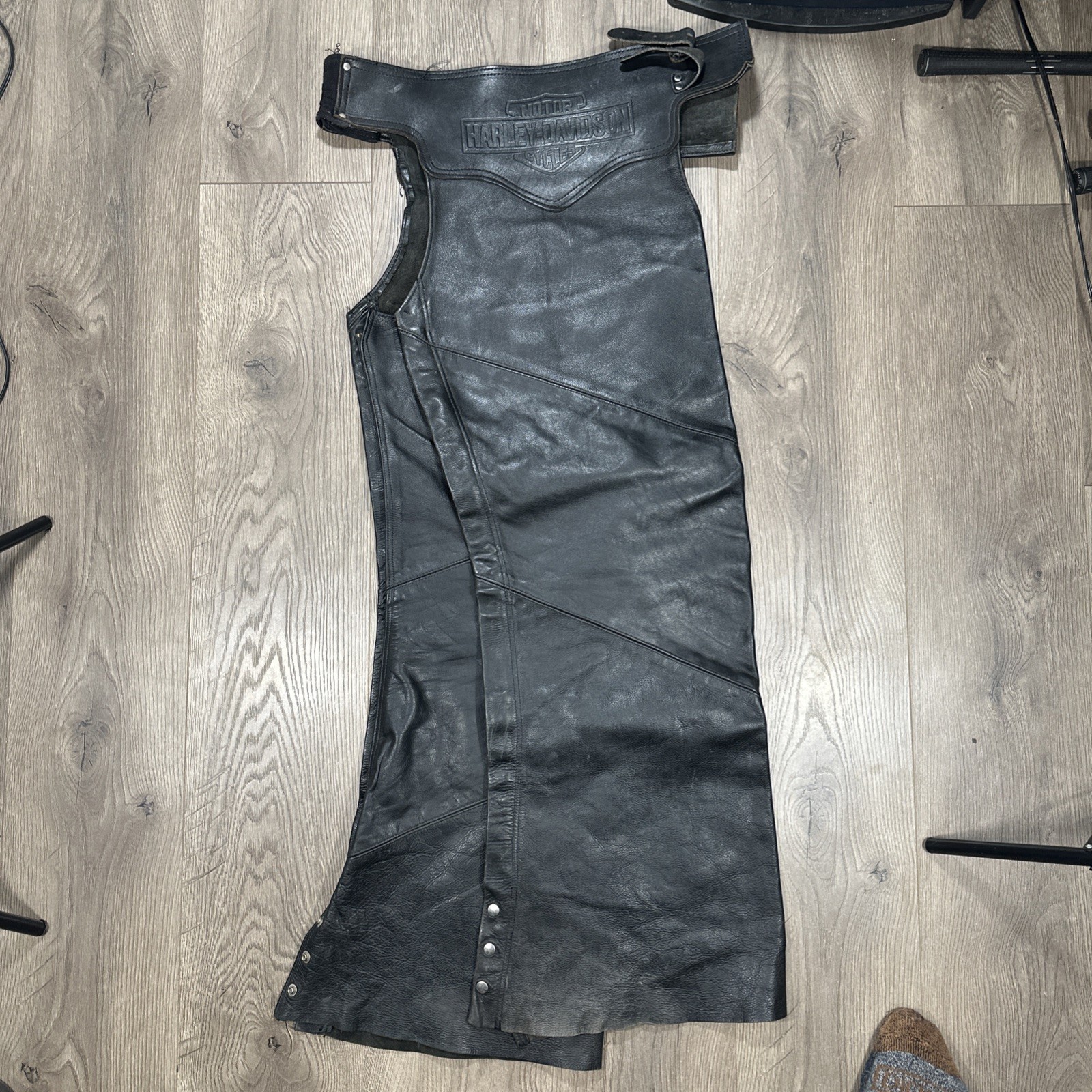 Vintage AMF Harley Davidson Leather Riding Motorcycle Chaps Men\'s XL