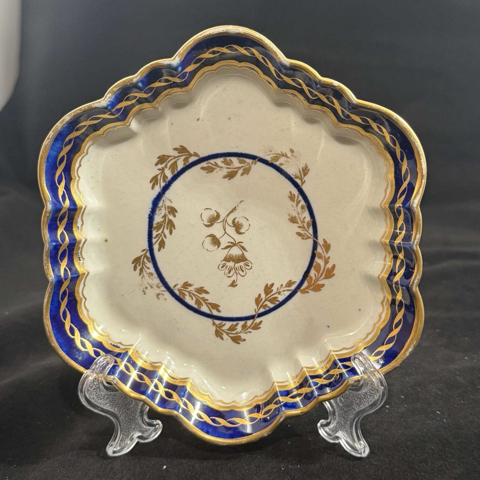 5.9” 18th Century Crescent Mark Worcester Porcelain Teapot Stand Dr Wall Period