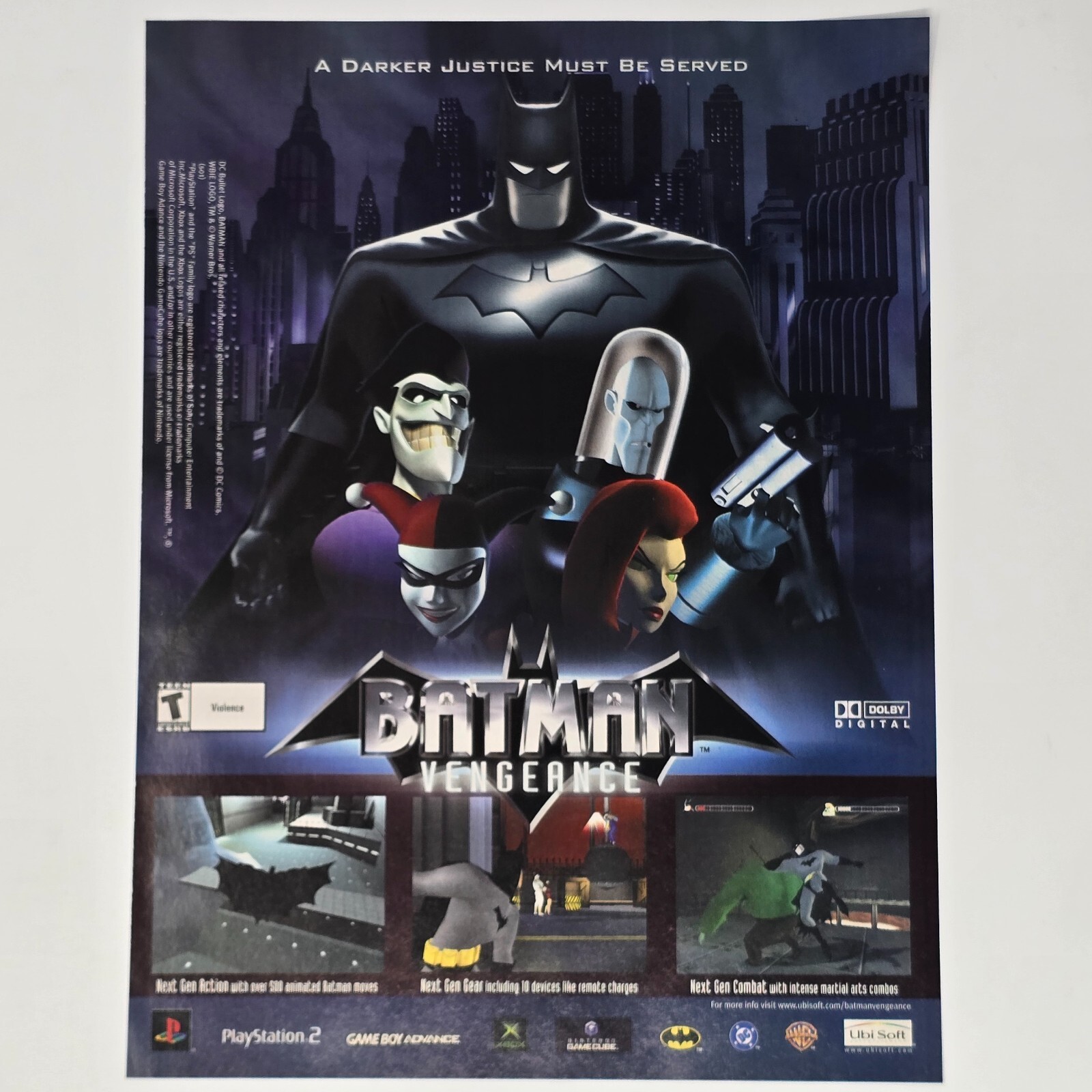 Batman Vengeance PS2 Xbox GameCube Justice Print Ad/Poster Official Promo Art