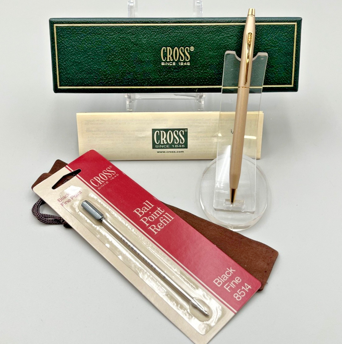 RARE - Cross Century Champagne & 23K Gold Trim Pen w/Box, Manual & Refill - USA