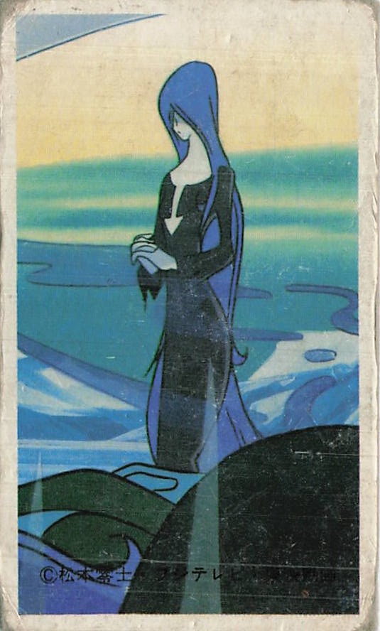 Vintage Leiji Matsumoto Fuji TV Anime Menko Card Blue Haired Woman 90364 Vintage Leiji Matsumoto Fuji TV Anime Menko Card Blue Haired Woman 90364