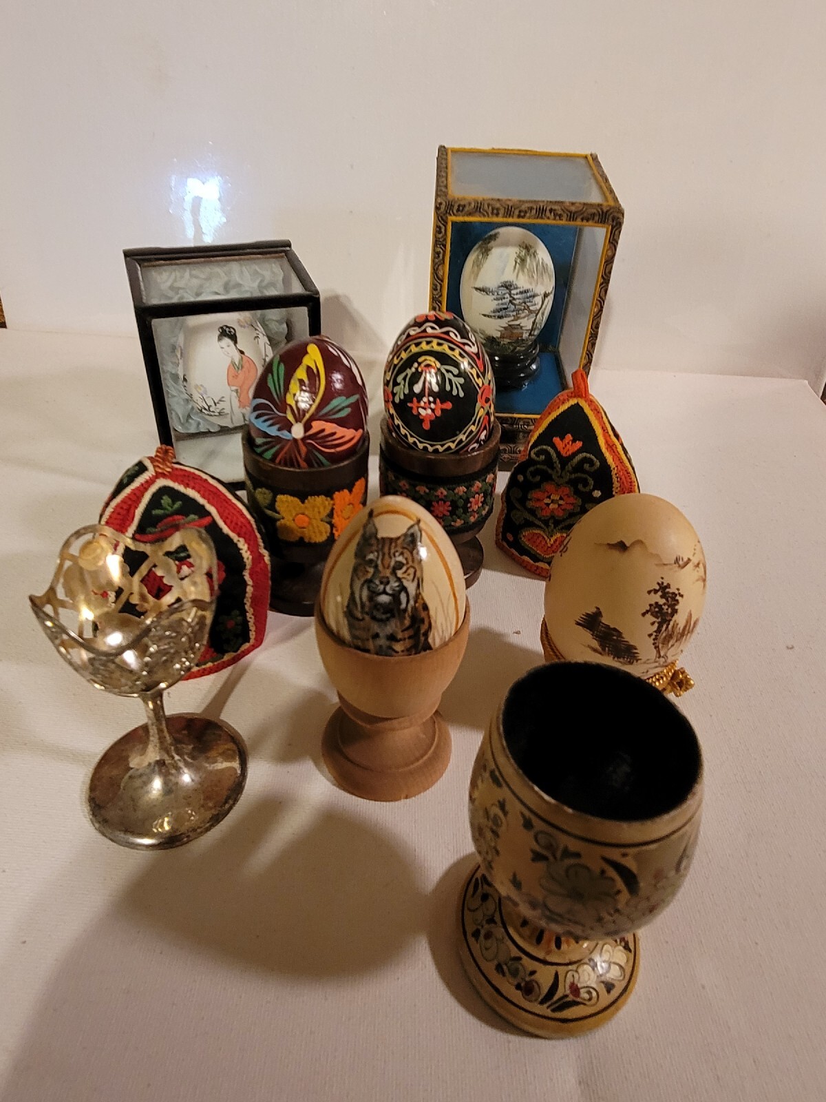 Vintage Handpainted Eggs Lot Russian,  American,  Japanese Egg Collector Special