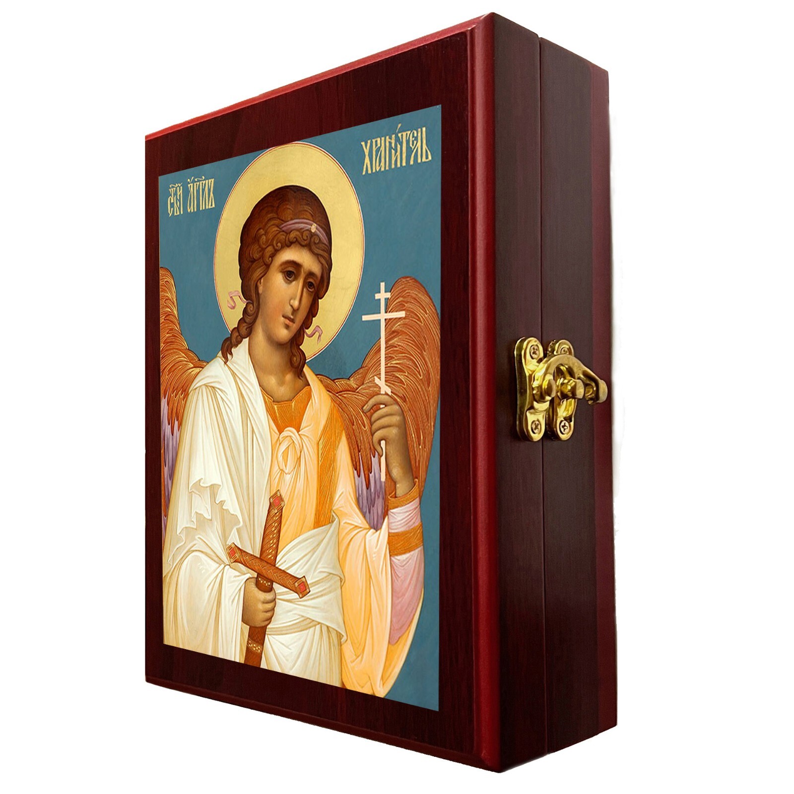Guardian Angel Icon WALL hanging OR TABLE Box Cherry Wood Orthodox Catholic Gift