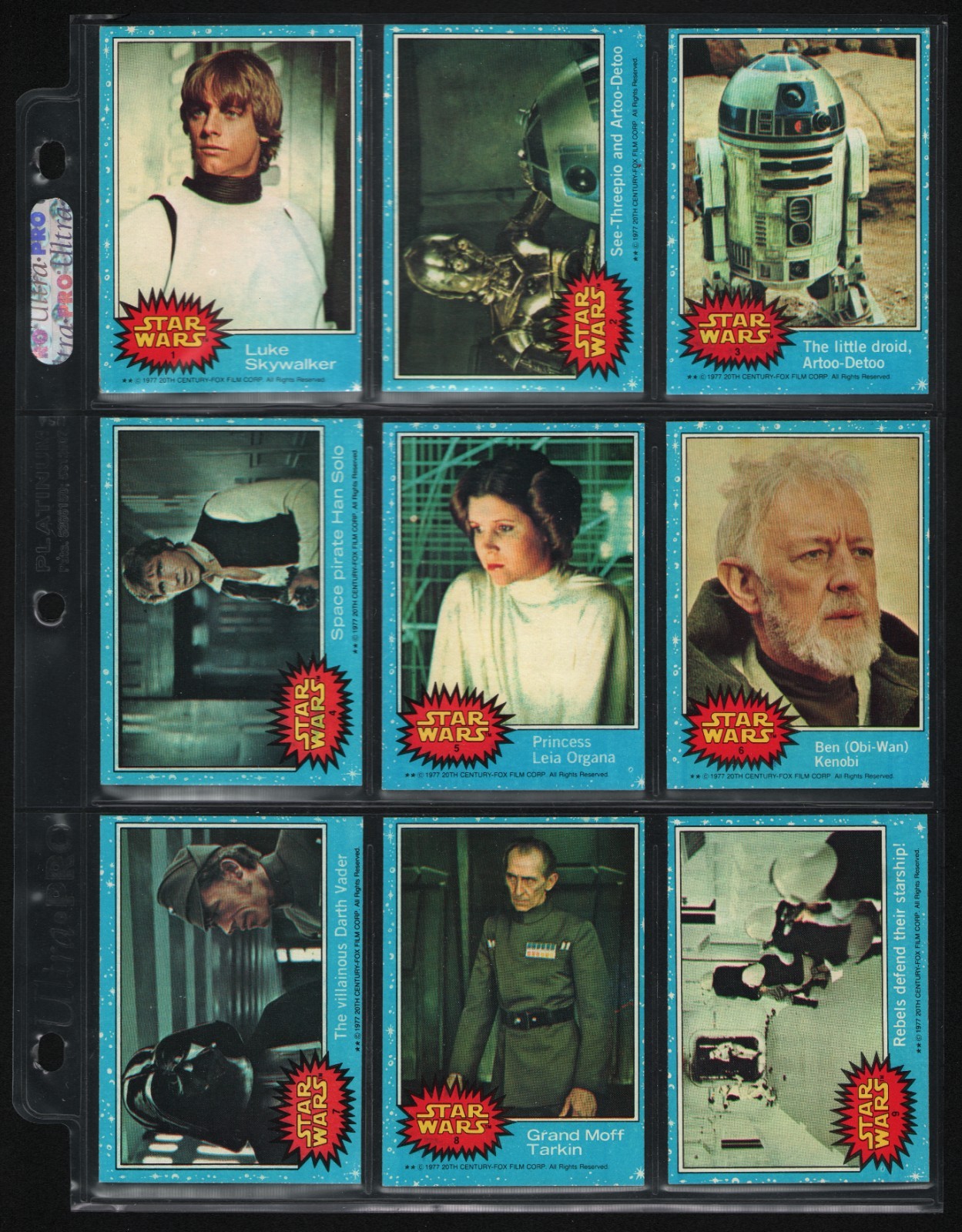 1977 Topps Star Wars Series (1) One Blue Complete 66 Card and 11 Sticker Set