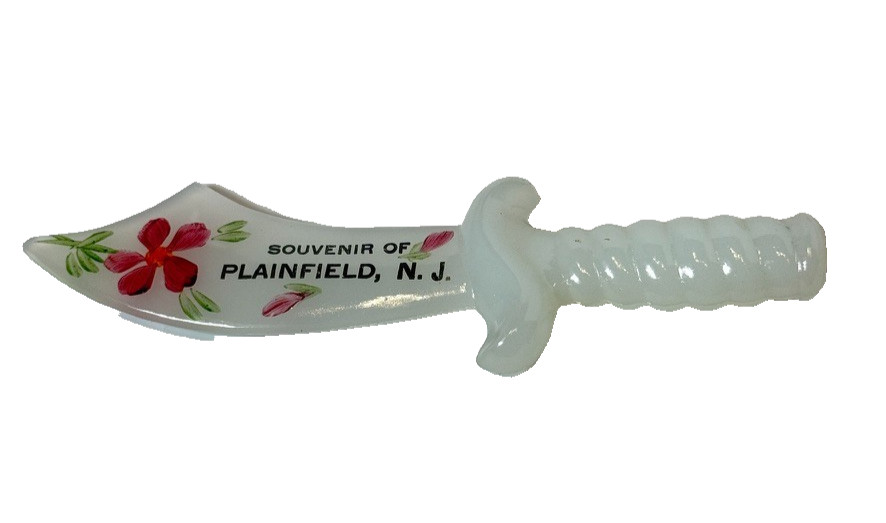 PLAINFIELD NJ NEW JERSEY ANTIQUE Souvenir DEPRESSION Glass TRINKET SWORD PLAINFIELD NJ NEW JERSEY ANTIQUE Souvenir DEPRESSION Glass TRINKET SWORD