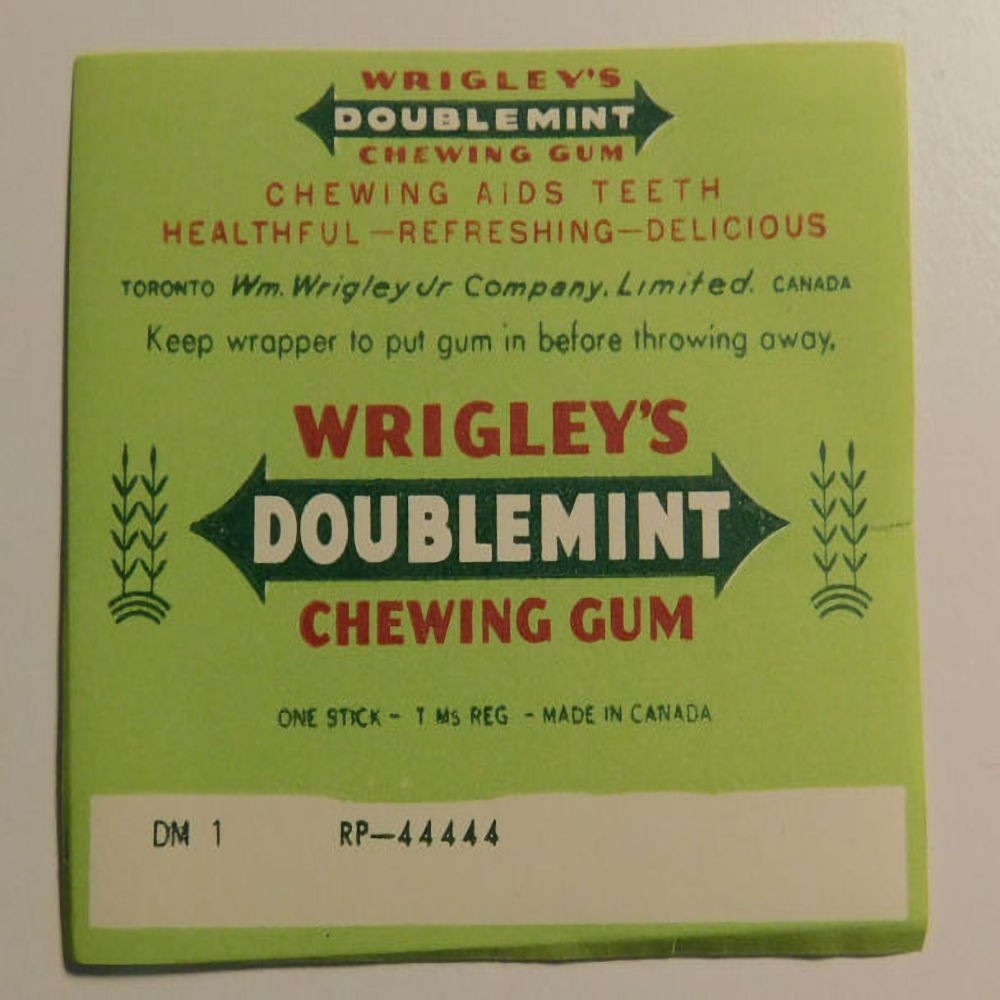 Over 100 Vintage Wrigley\'s Doublemint Gum wrappers Over 100 Vintage Wrigley\'s Doublemint Gum wrappers