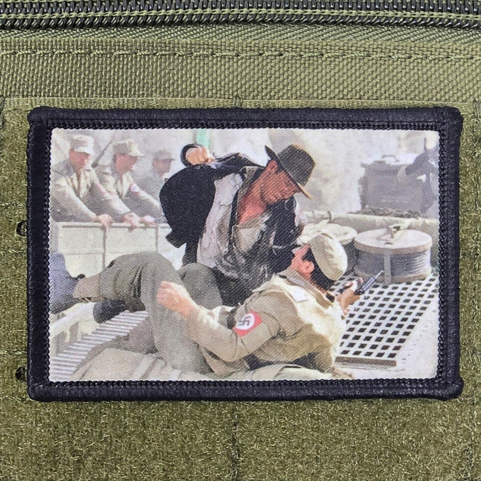 Punching a Nazis Patch 2x3 Moral Tactical Military USA Flag Hook & Loop