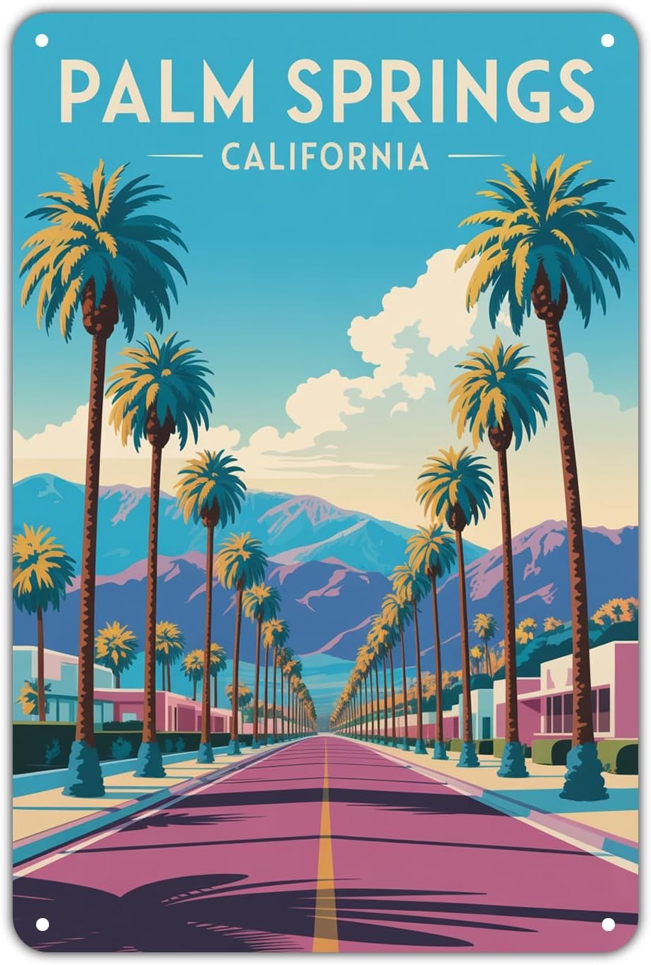 Palm Springs California Travel Vintage Tin Metal Signs Home Décor 8x12