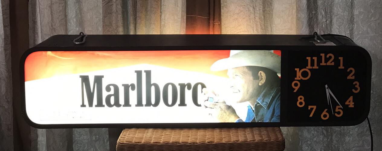 Decades Old MARLBORO DOUBLE SIDED CLOCK AND LIGHTED SIGN 54 INCHES / HEAVY 