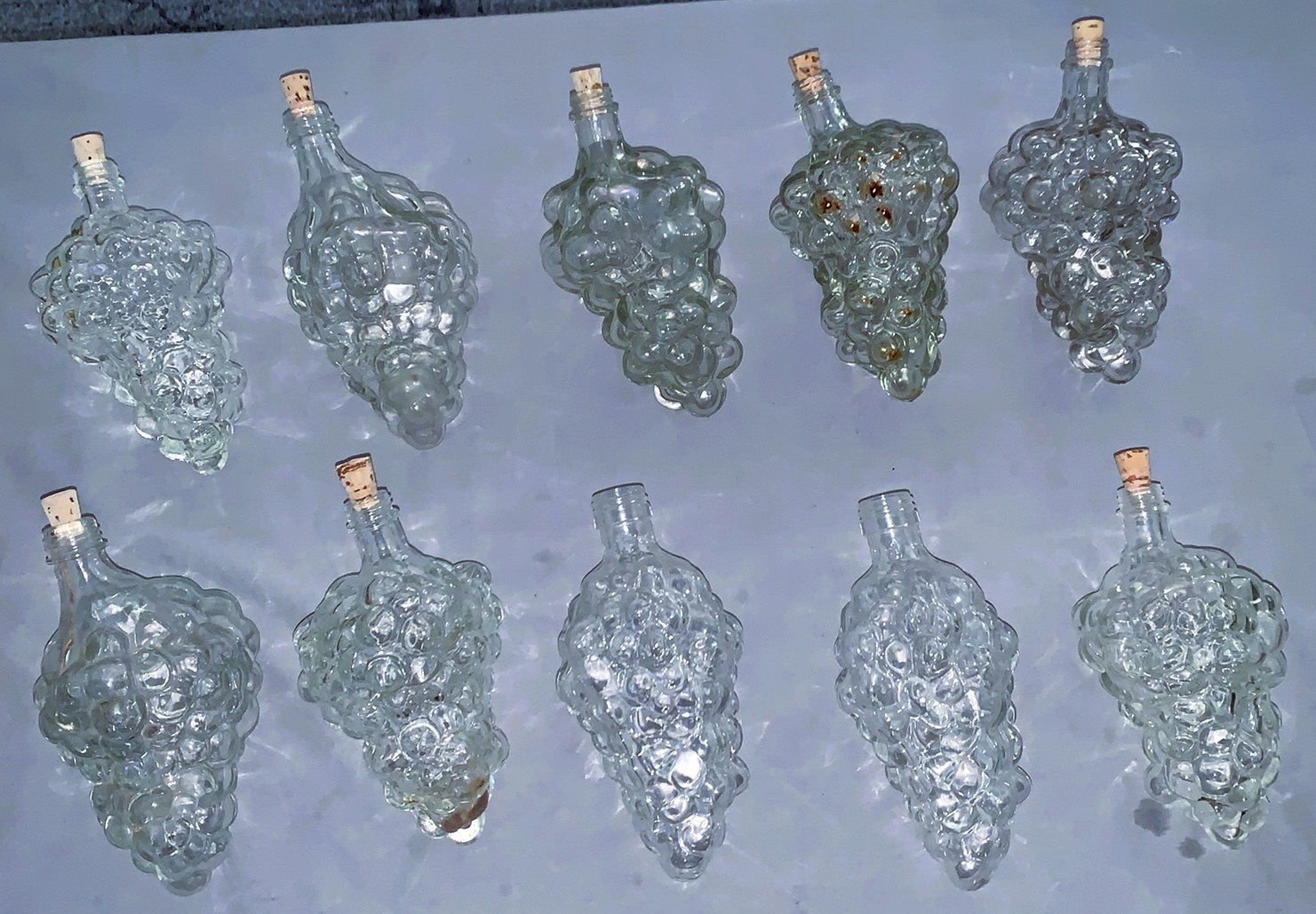 Great Lot 10 Vintage Made in France Grape Cluster Wine Bottles or Decanters Great Lot 10 Vintage Made in France Grape Cluster Wine Bottles or Decanters