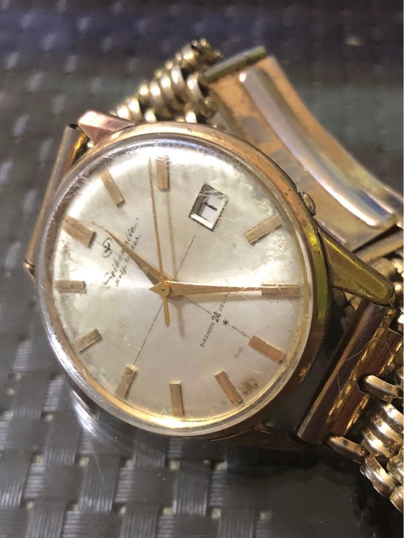 Vintage SEIKO Automatic Watch Gold Plated Men's Date Japan Antique