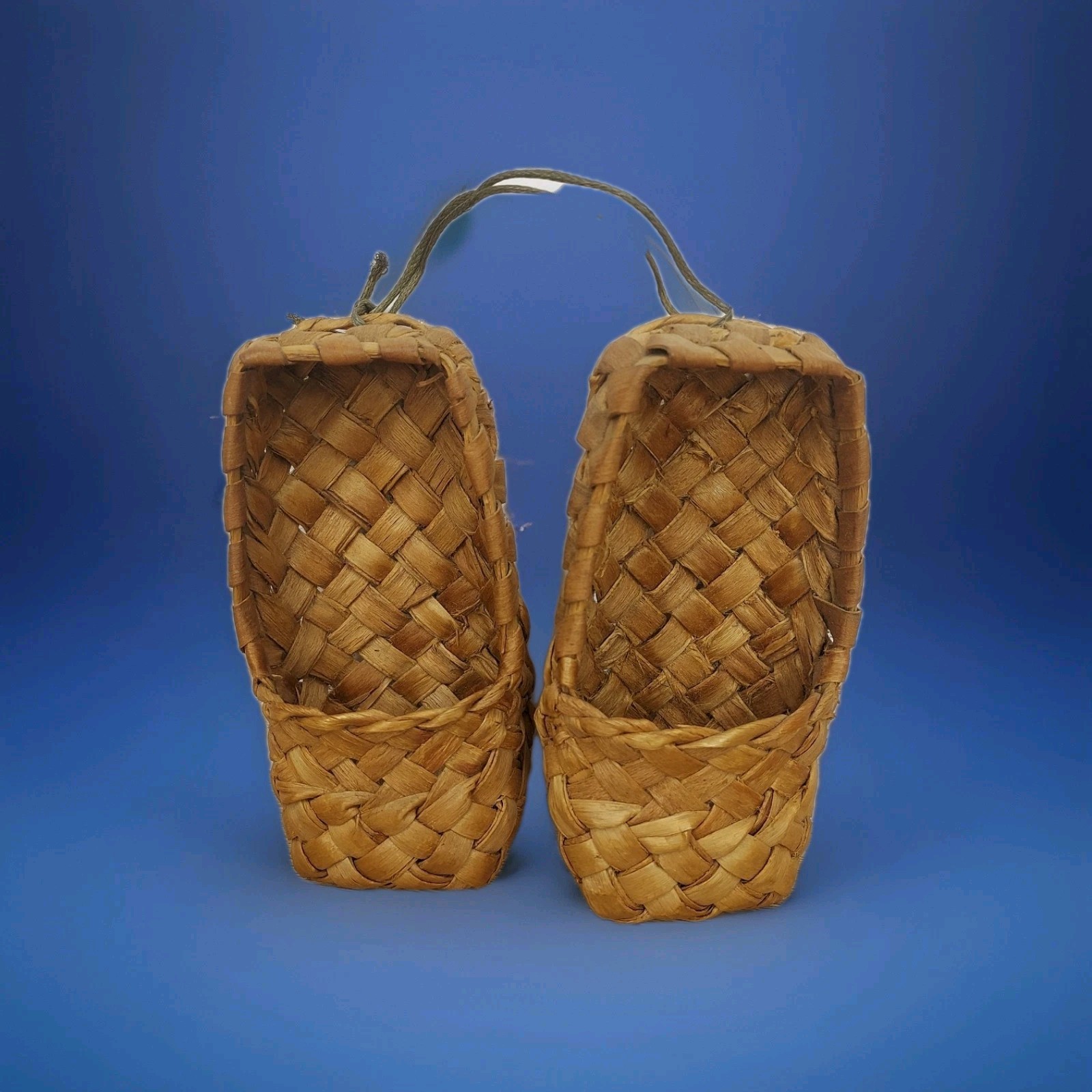 Antique Traditional Russian Folkart Woven Lapti Bast Shoes Childrens RARE