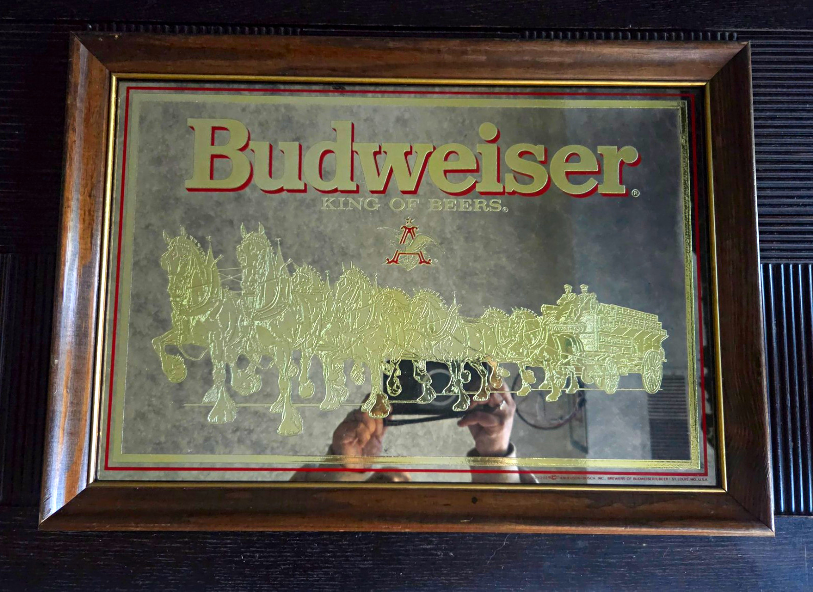 Budweiser King of Beers Clydesdales Framed Bar Mirror Breweriana