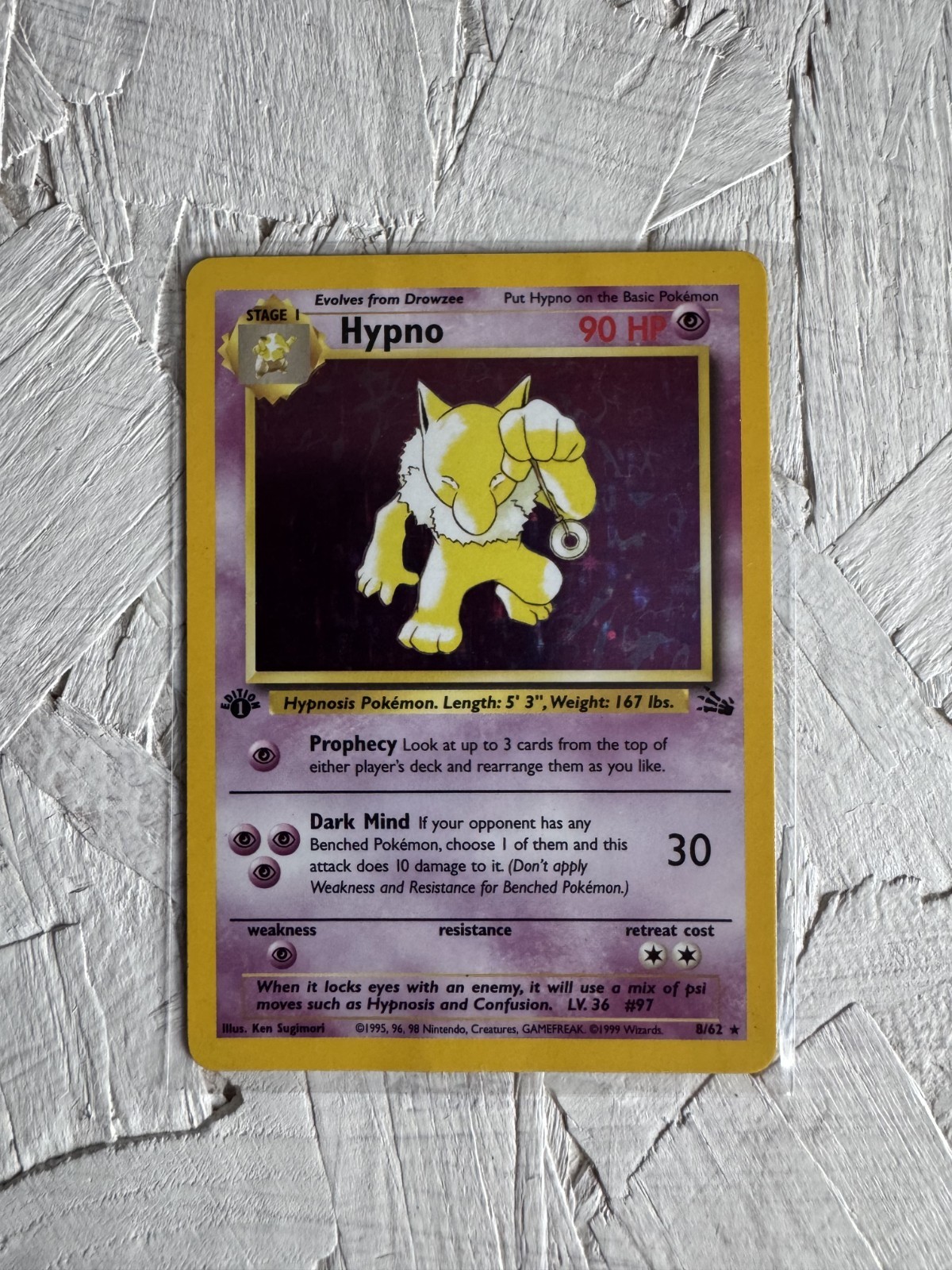 1999 Pokemon Fossil 1st Edition Hypno Holo 8/62 Rare Vintage WOTC