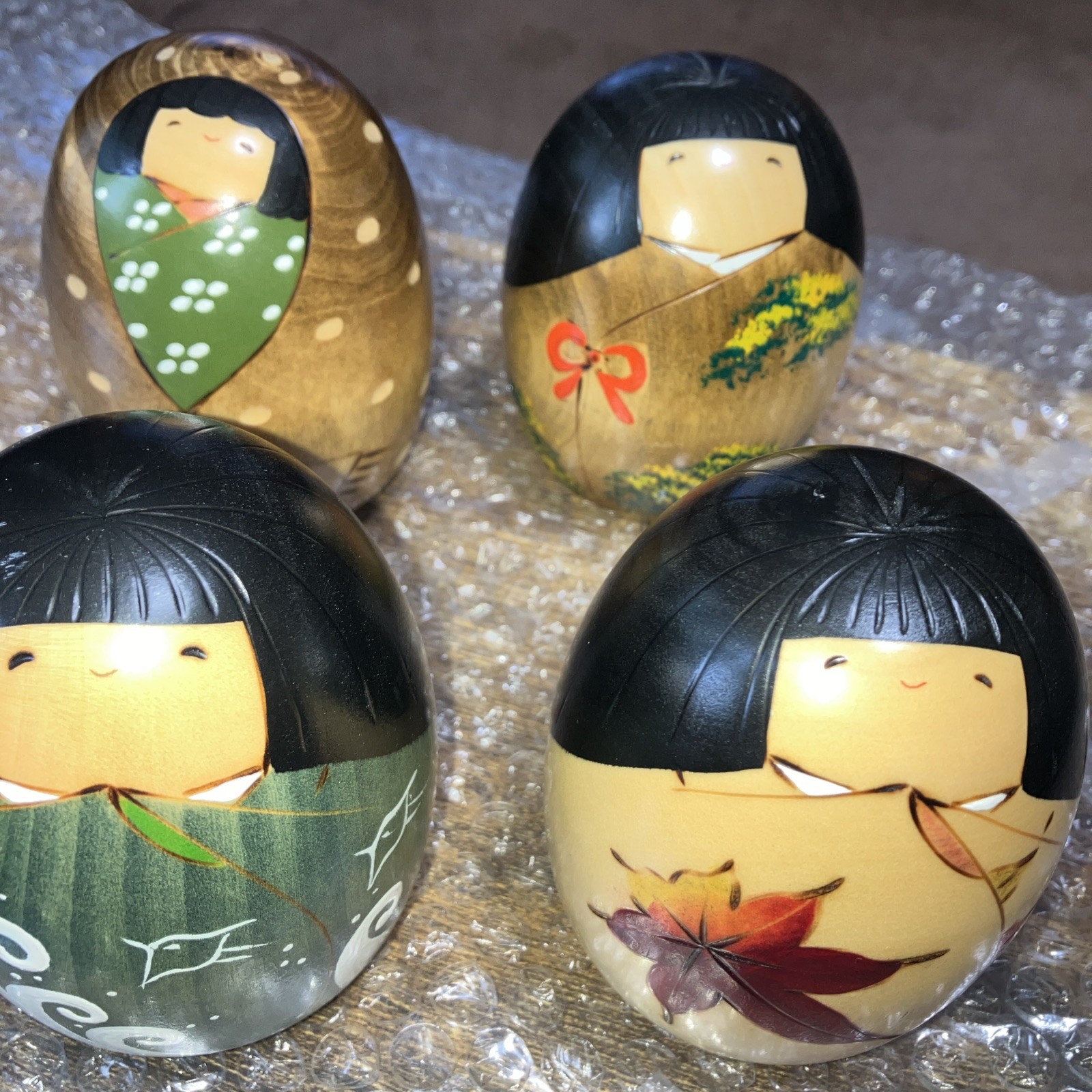 Kokeshi Doll Set Poetry of the Four Seasons Okamoto Usaburo Japanese Sign Up5