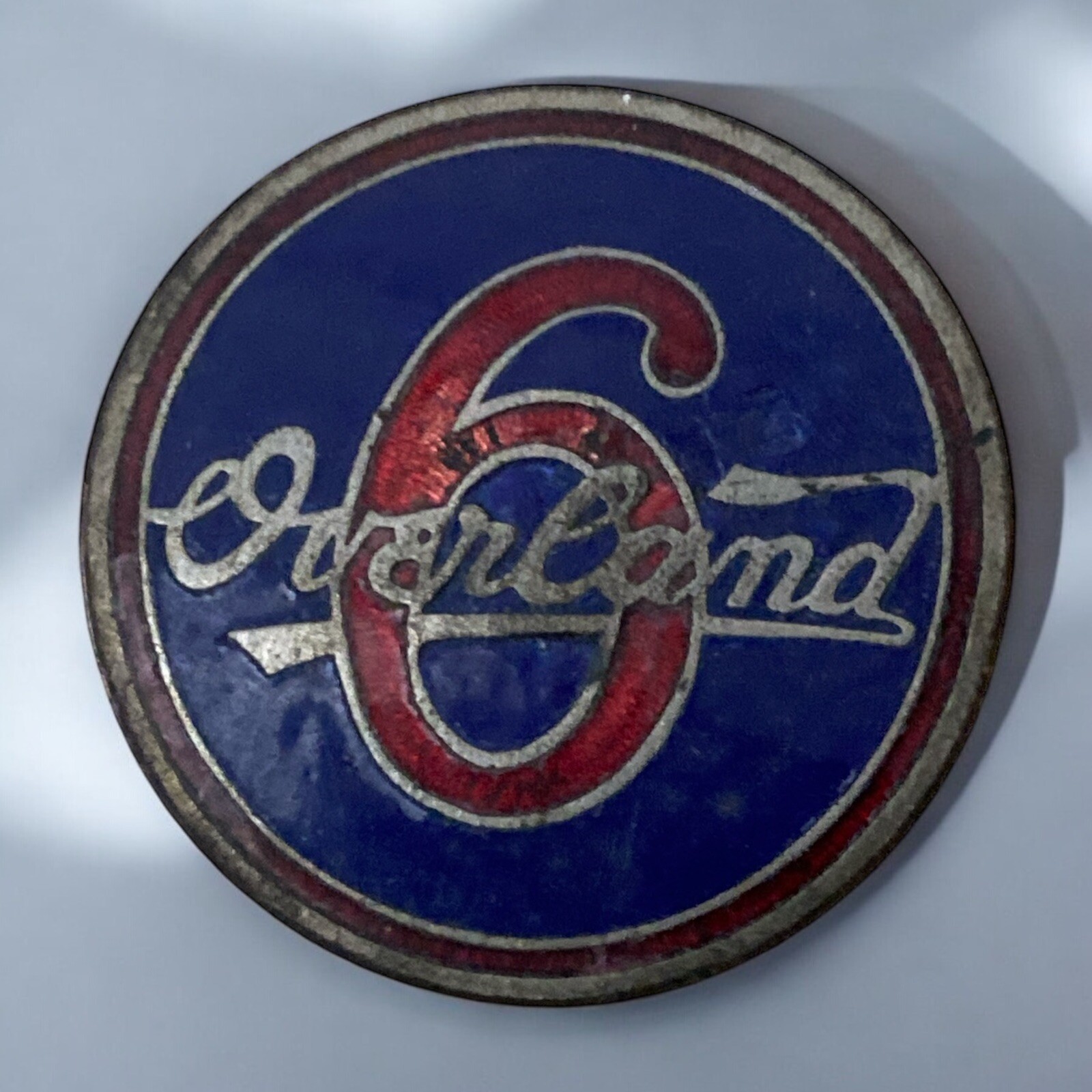 1925 1926 Overland 6 Enamel Center Emblem Radiator Grille Badge Medallion