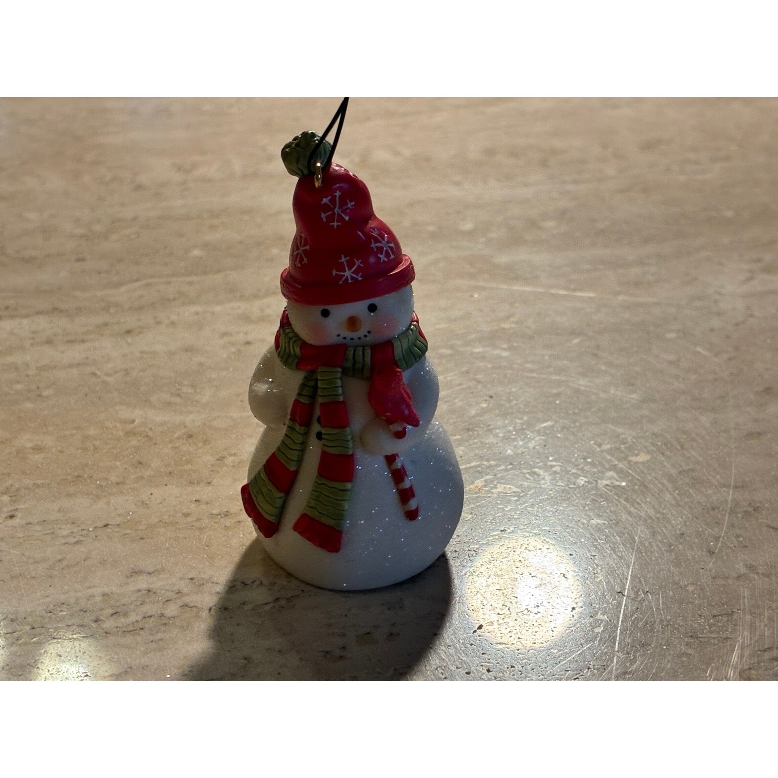 2005 Hallmark Miniature Snowman Tree Ornament White Good Cardinal Candy