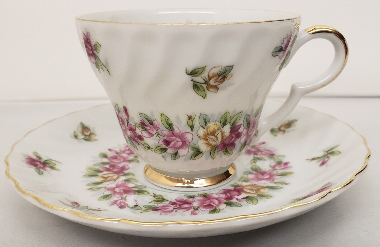 Lefton Vintage June Rose Hand Painted Porcelain Cup Saucer #2320 Circa 1949-1964 Lefton Vintage June Rose Hand Painted Porcelain Cup Saucer #2320 Circa 1949-1964