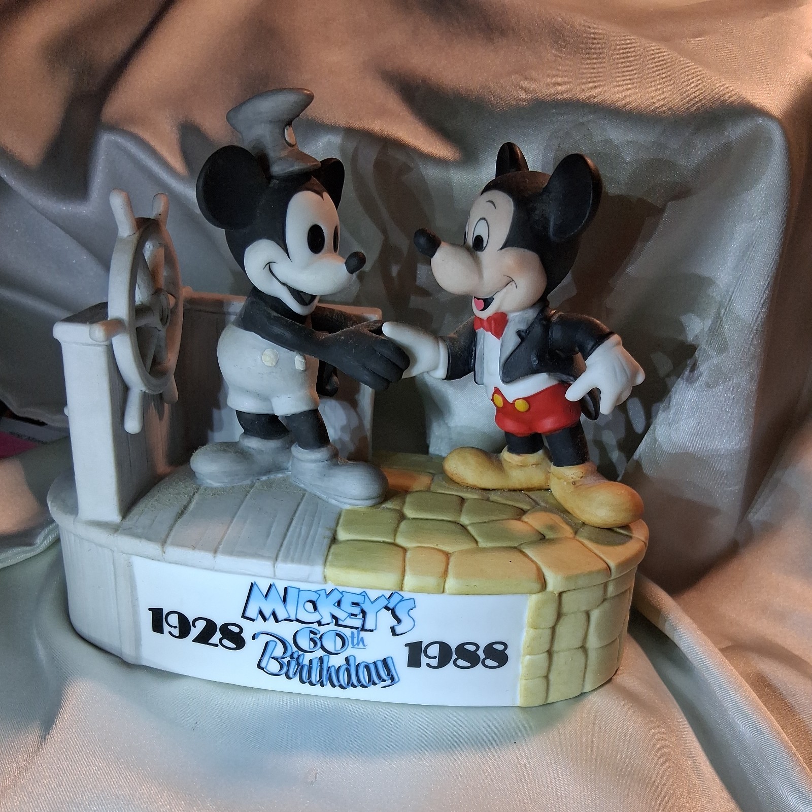 Vintage Mickey Mouse 60th Birthday Figurine 1928-1988 Disney Japan Rare