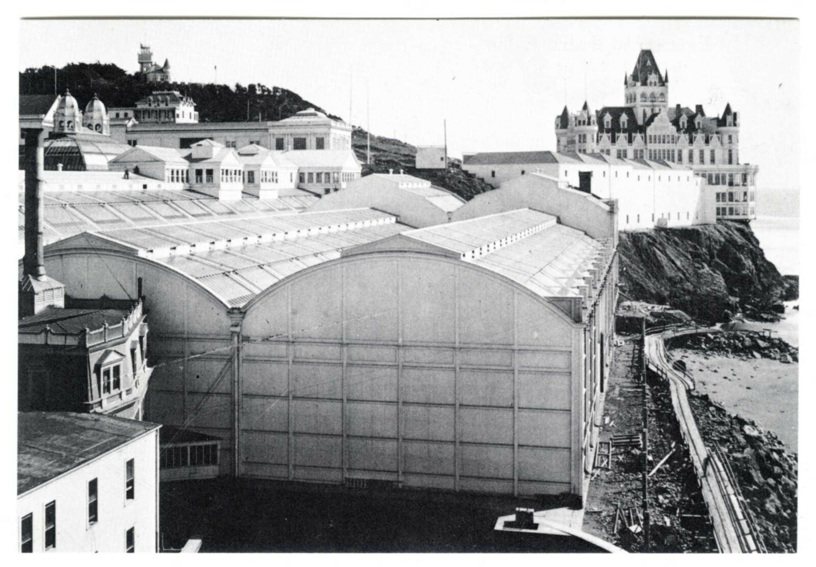 c.1898 SAN FRANCISCO SUTRO BATHS REAR VIEW w/VICTORIAN CLIFF HOUSE~NEW POSTCARD