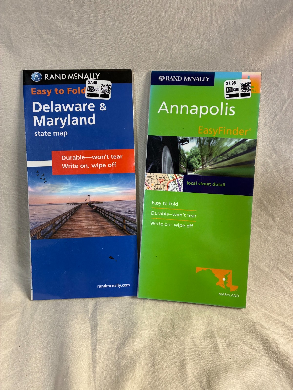 RAND McNALLY LOT OF 2 LAMINATED ANNAPOLIS EASY FINDER AND DELAWARE/MARYLAND RAND McNALLY LOT OF 2 LAMINATED ANNAPOLIS EASY FINDER AND DELAWARE/MARYLAND