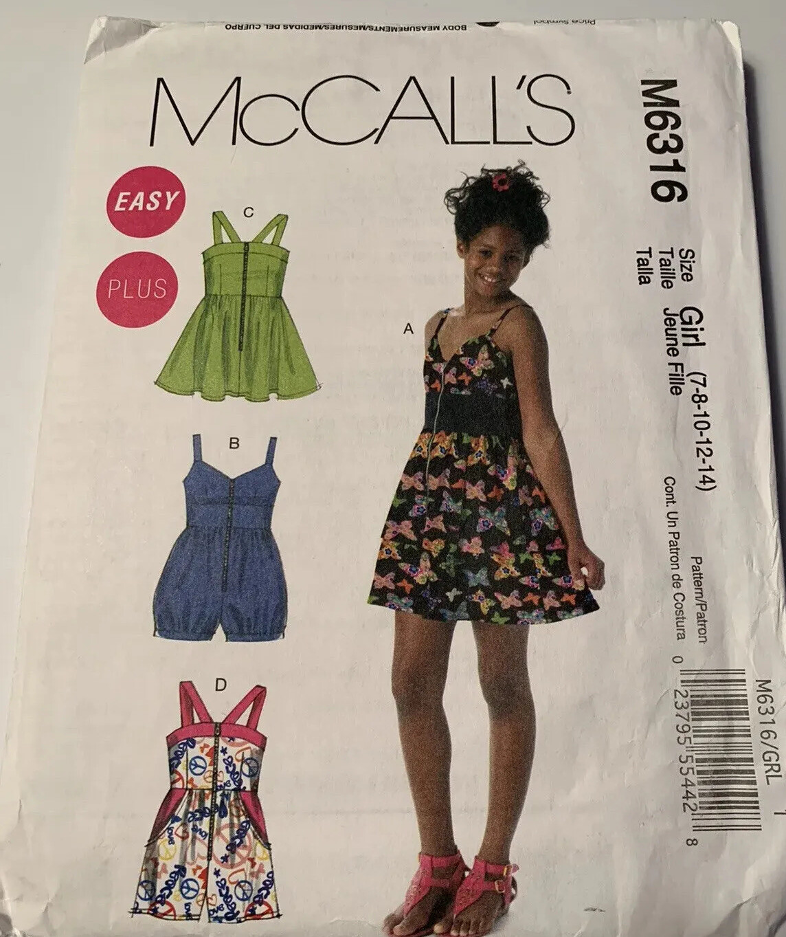 Girls DRESS & ROMPERS Close Fit Lined Bodice Straps Pattern 6316 7 8 10 12 14 Girls DRESS & ROMPERS Close Fit Lined Bodice Straps Pattern 6316 7 8 10 12 14