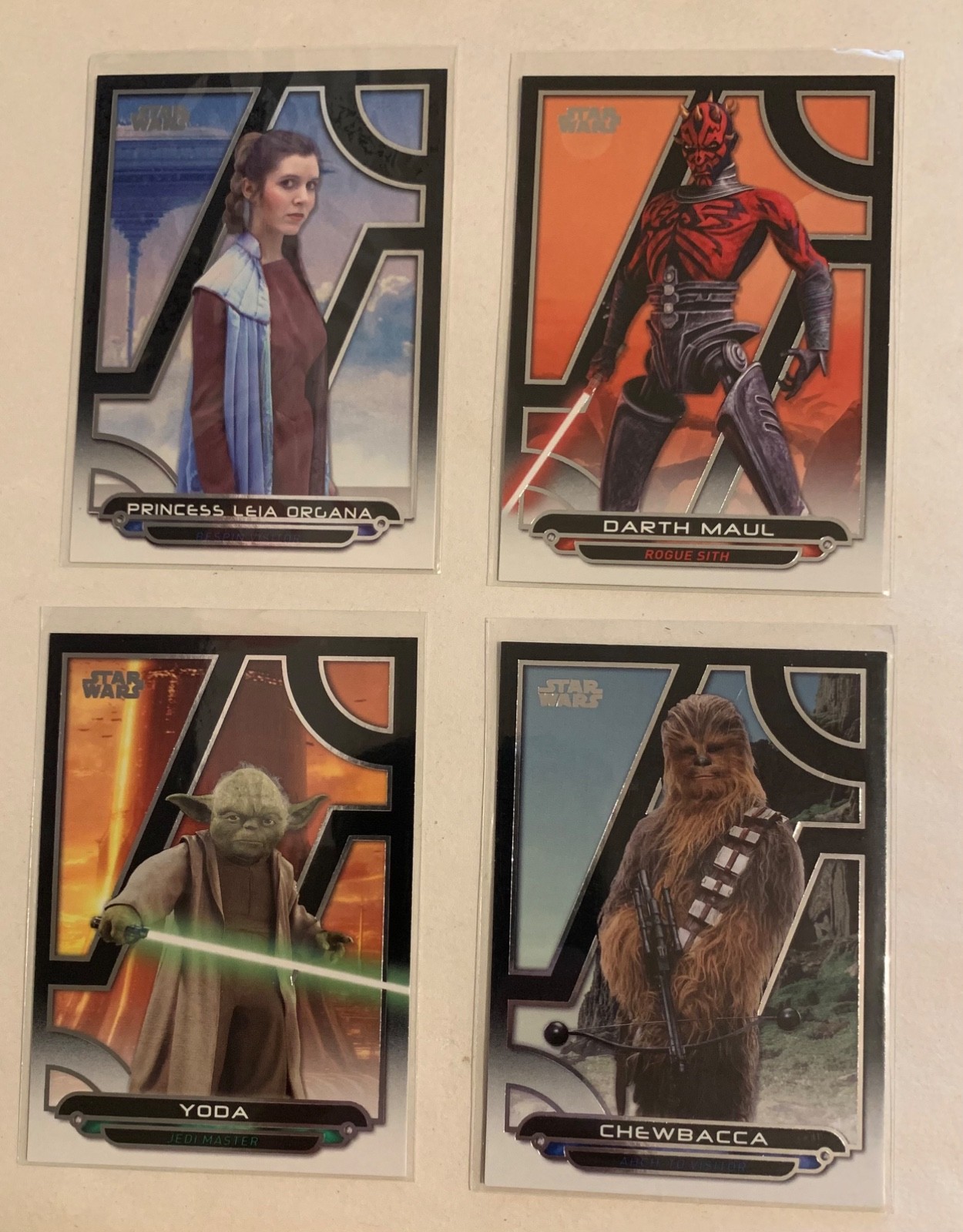 (4 Lot) 2018 Topps Star Wars Galactic Files Leila Yoda Darth Maul Chewbacca